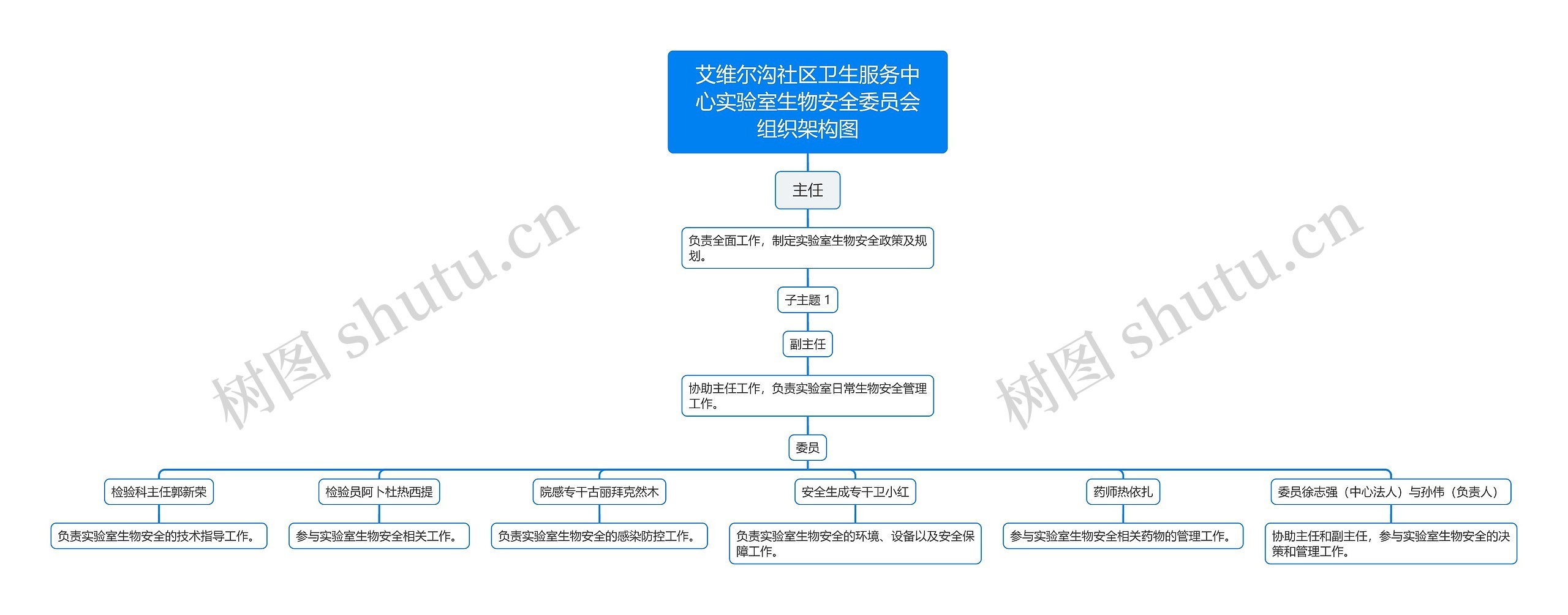 艾维尔沟社区卫生服务中心实验室生物安全委员会组织架构图