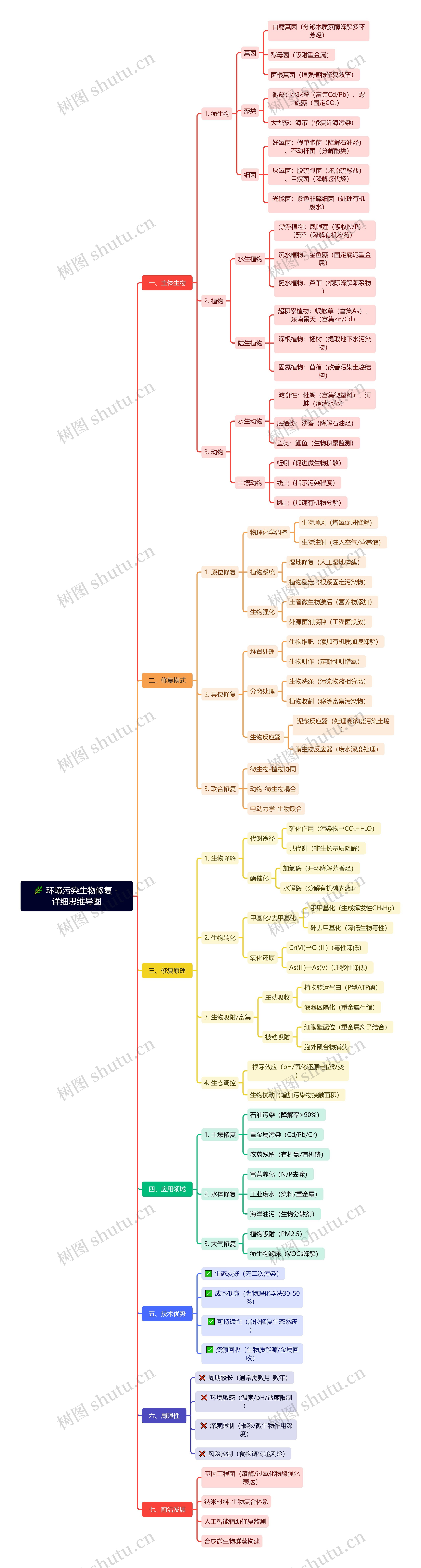 🌿 环境污染生物修复 - 详细思维导图
