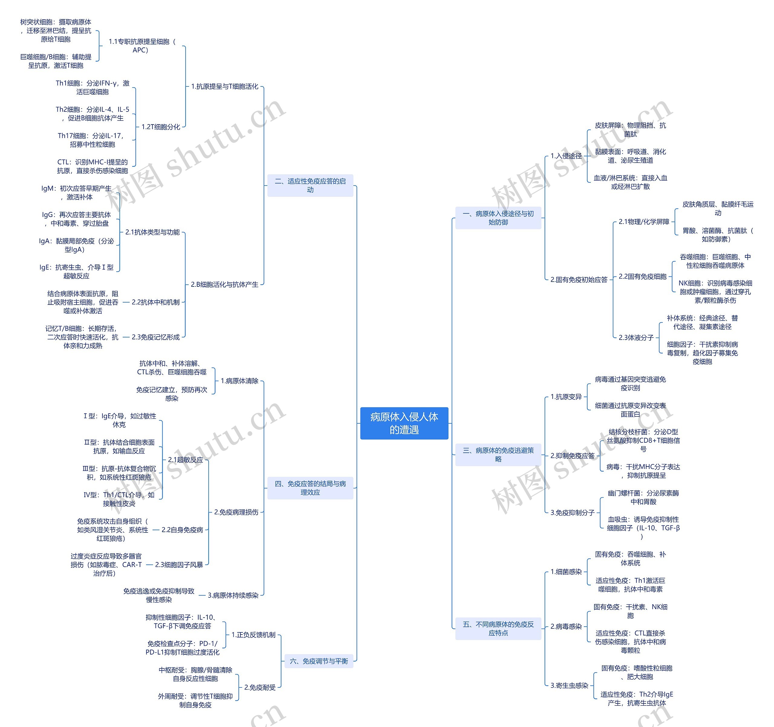 病原体入侵人体的遭遇思维导图高清图 病原体入侵人体的遭遇思维导图