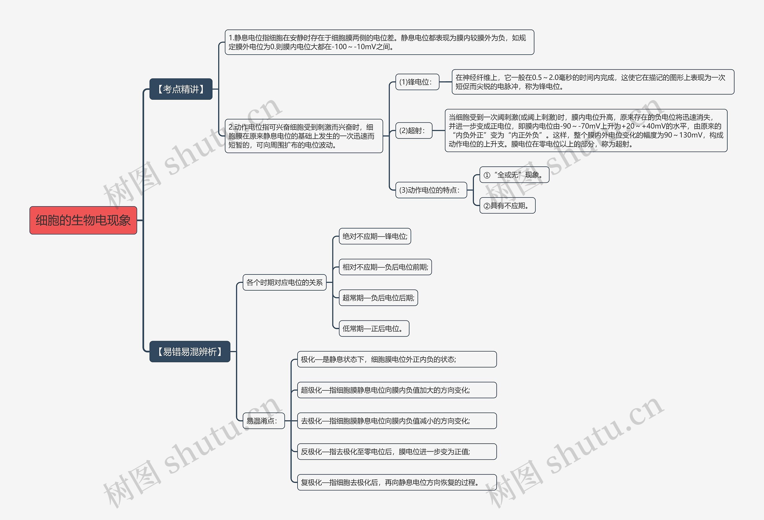细胞的生物电现象思维导图