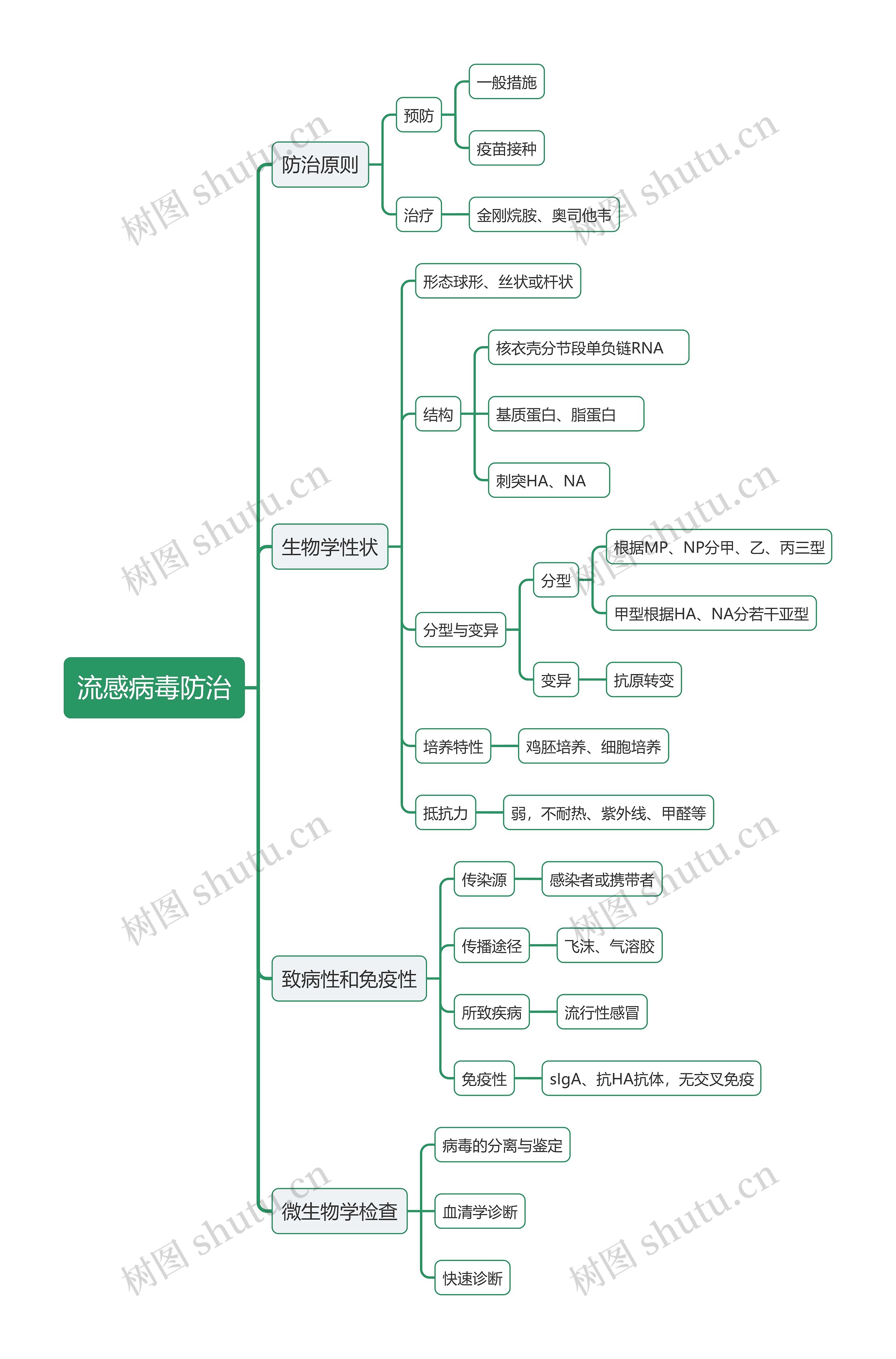 流感病毒防治思维导图