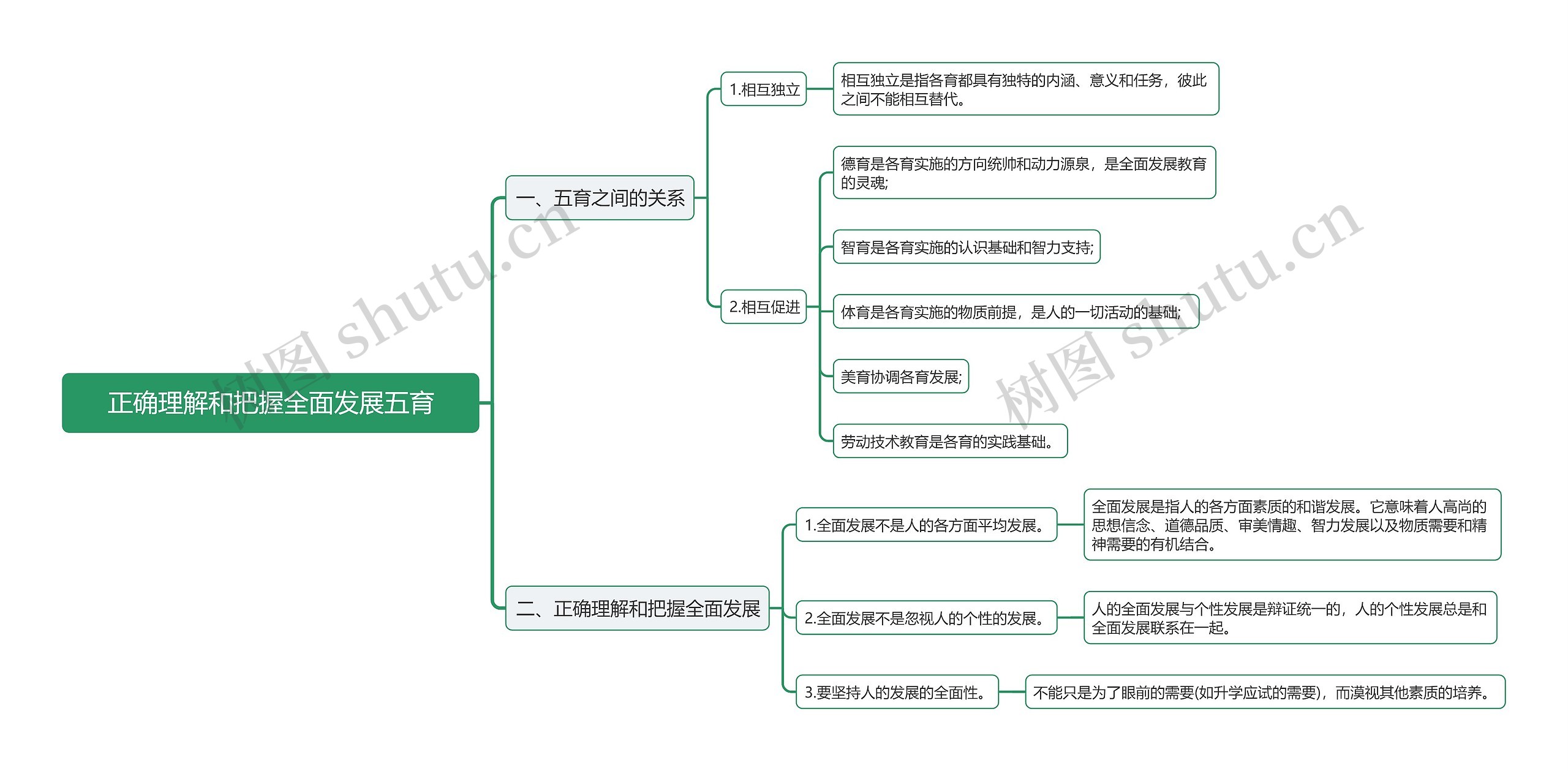 把握全面发展五育思维导图