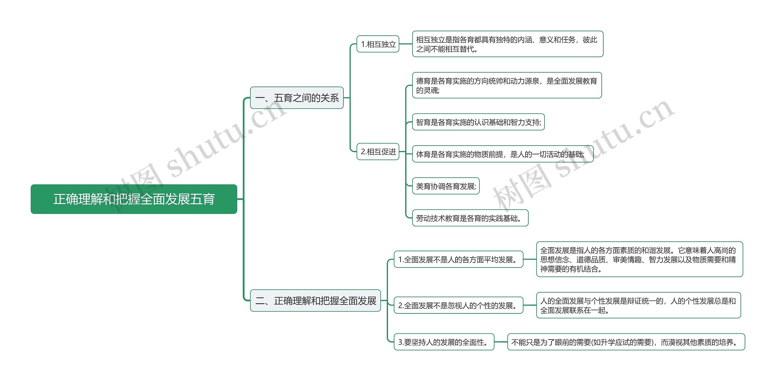 把握全面发展五育思维导图