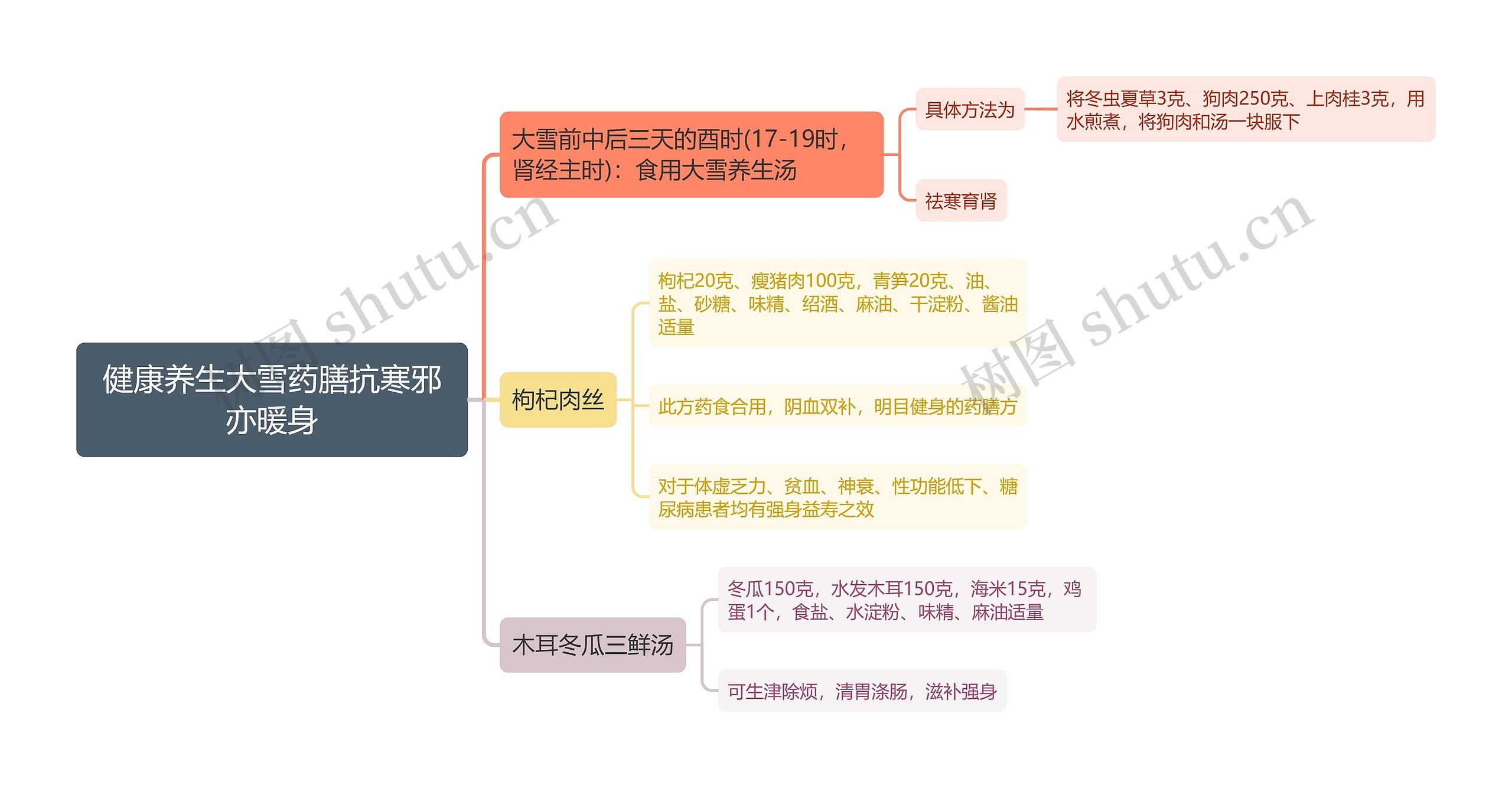 健康养生大雪药膳抗寒邪亦暖身思维导图