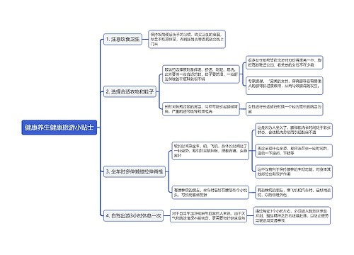 健康养生健康旅游小贴士思维导图