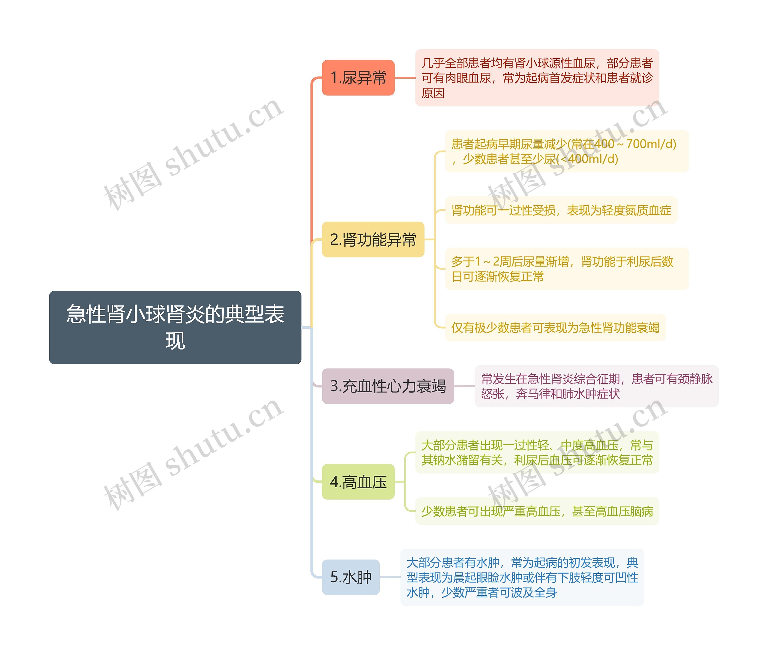 急性肾小球肾炎的典型表现思维导图 急性肾小球肾炎的典型表现思维导图