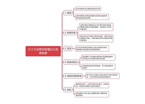 几个方法帮你舒缓压力改善肌肤思维导图