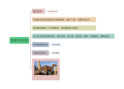 恐龙介绍钉龙思维导图