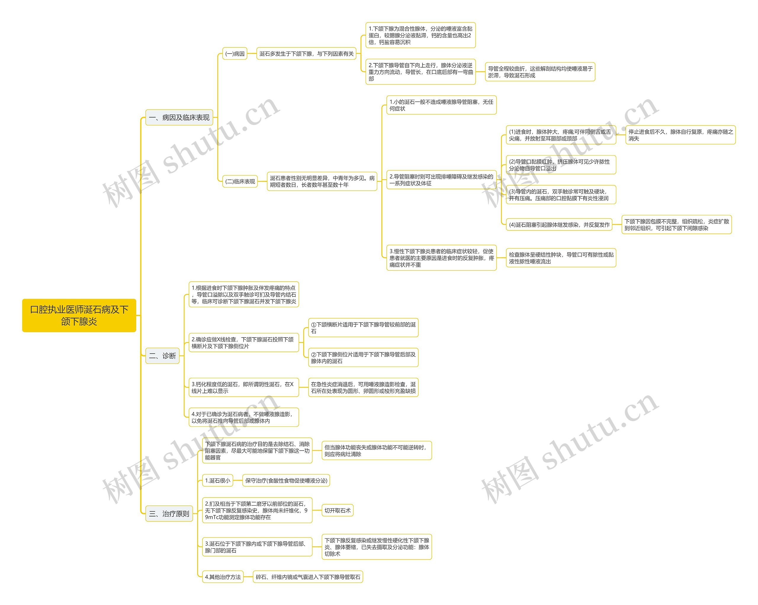 口腔执业医师涎石病及下颌下腺炎思维导图