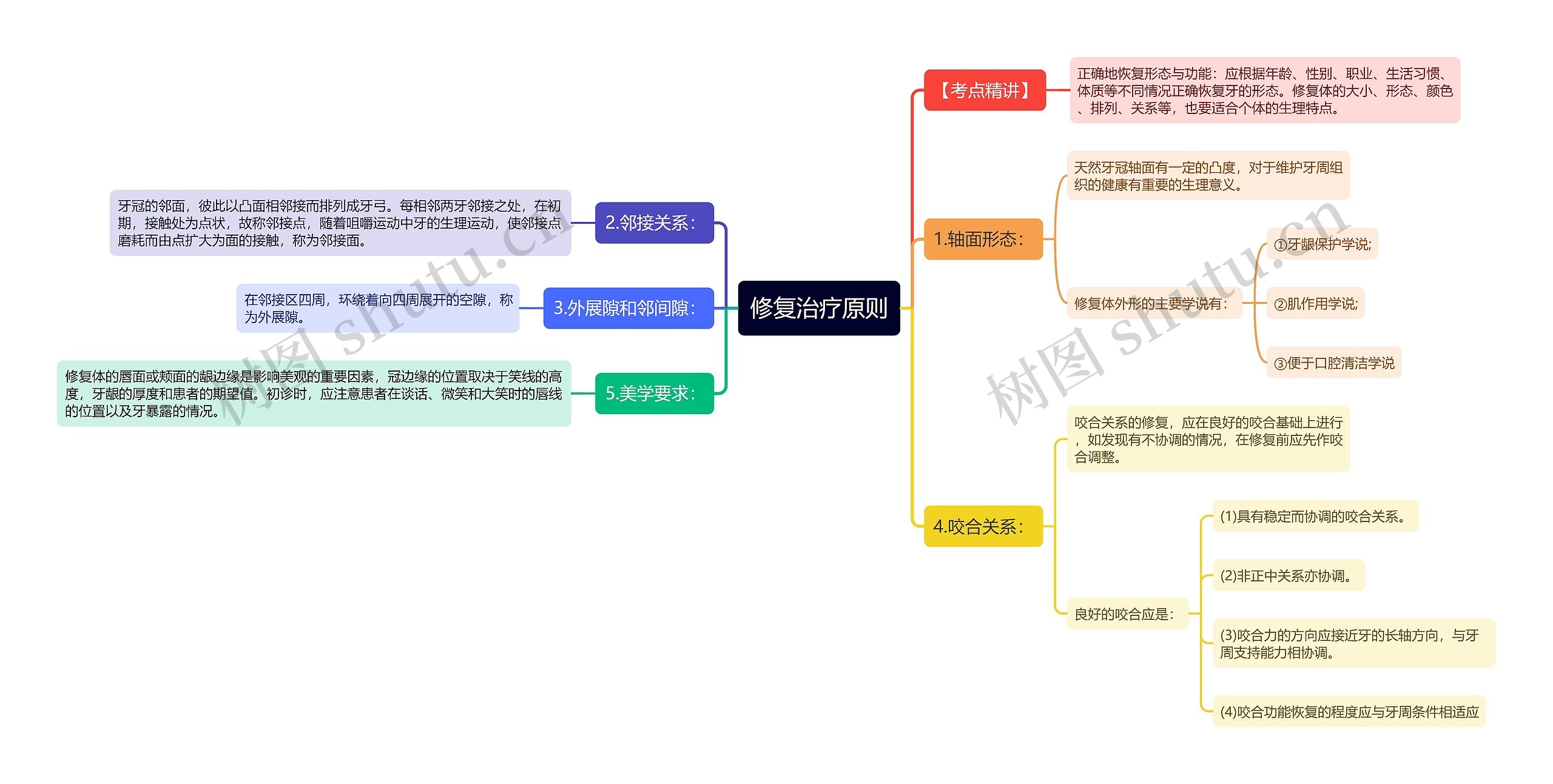 修复治疗原则思维导图