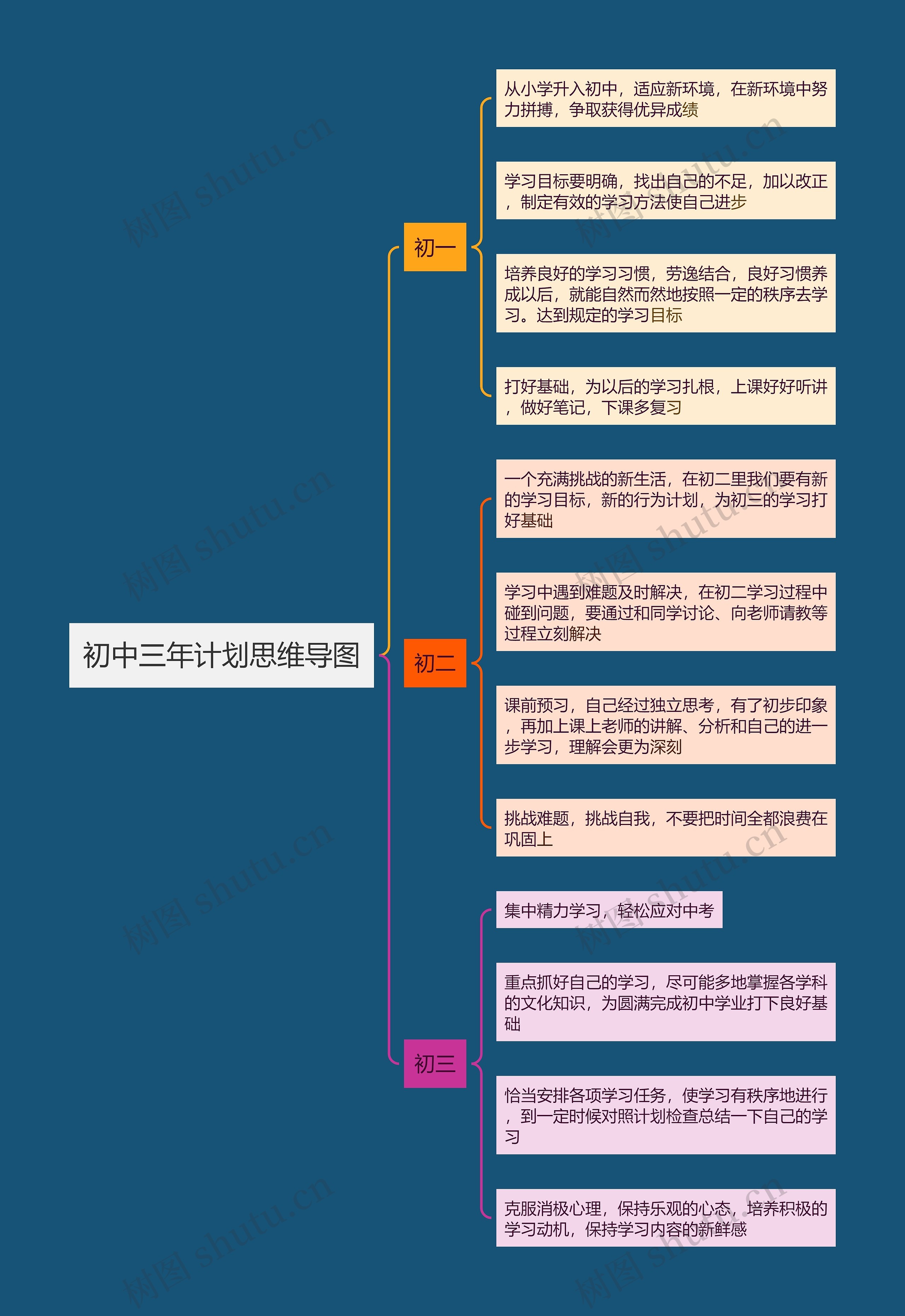 初中三年计划思维导图