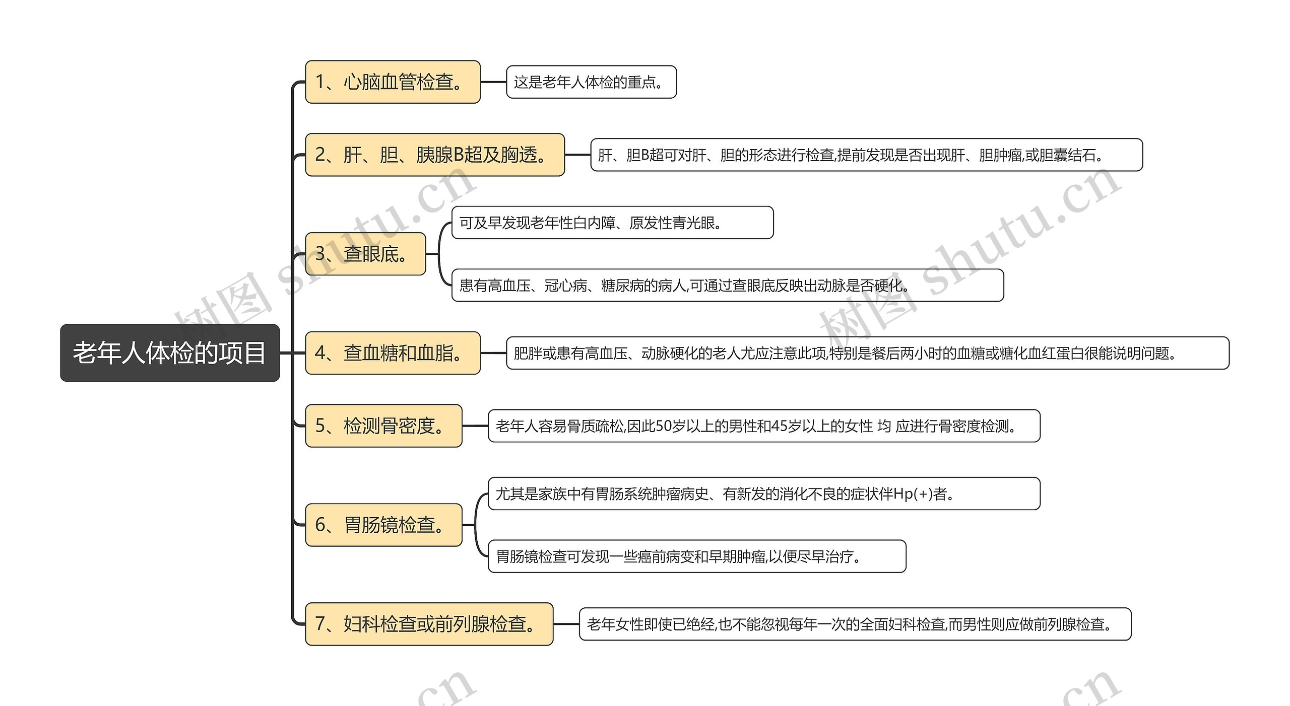 老年人体检的项目思维导图高清图 老年人体检的项目思维导图