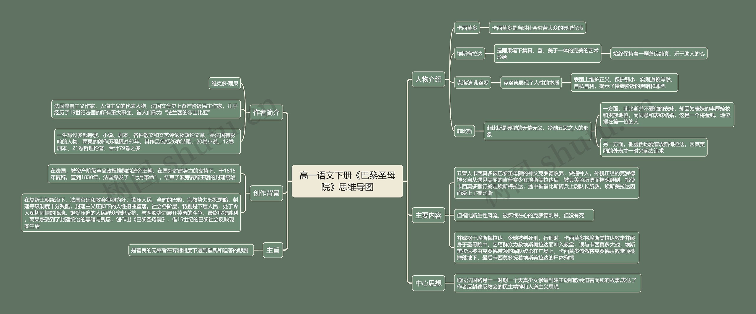 高一语文下册《巴黎圣母院》思维导图