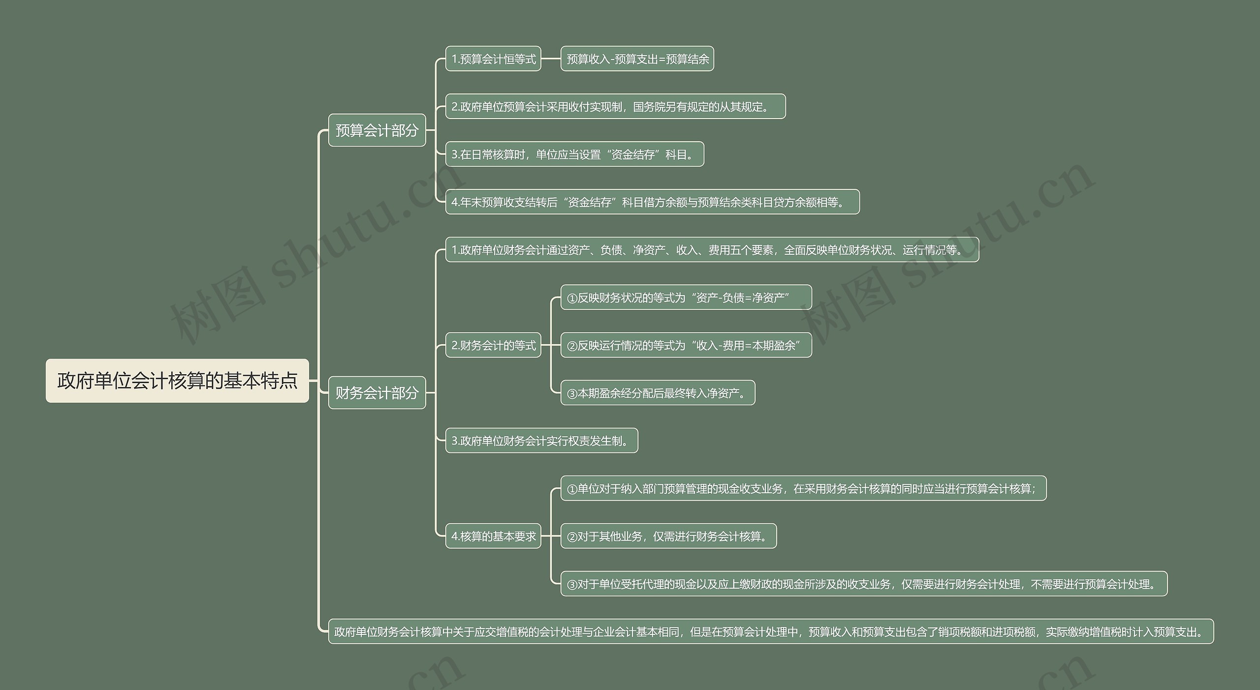 政府单位会计核算的基本特点思维导图