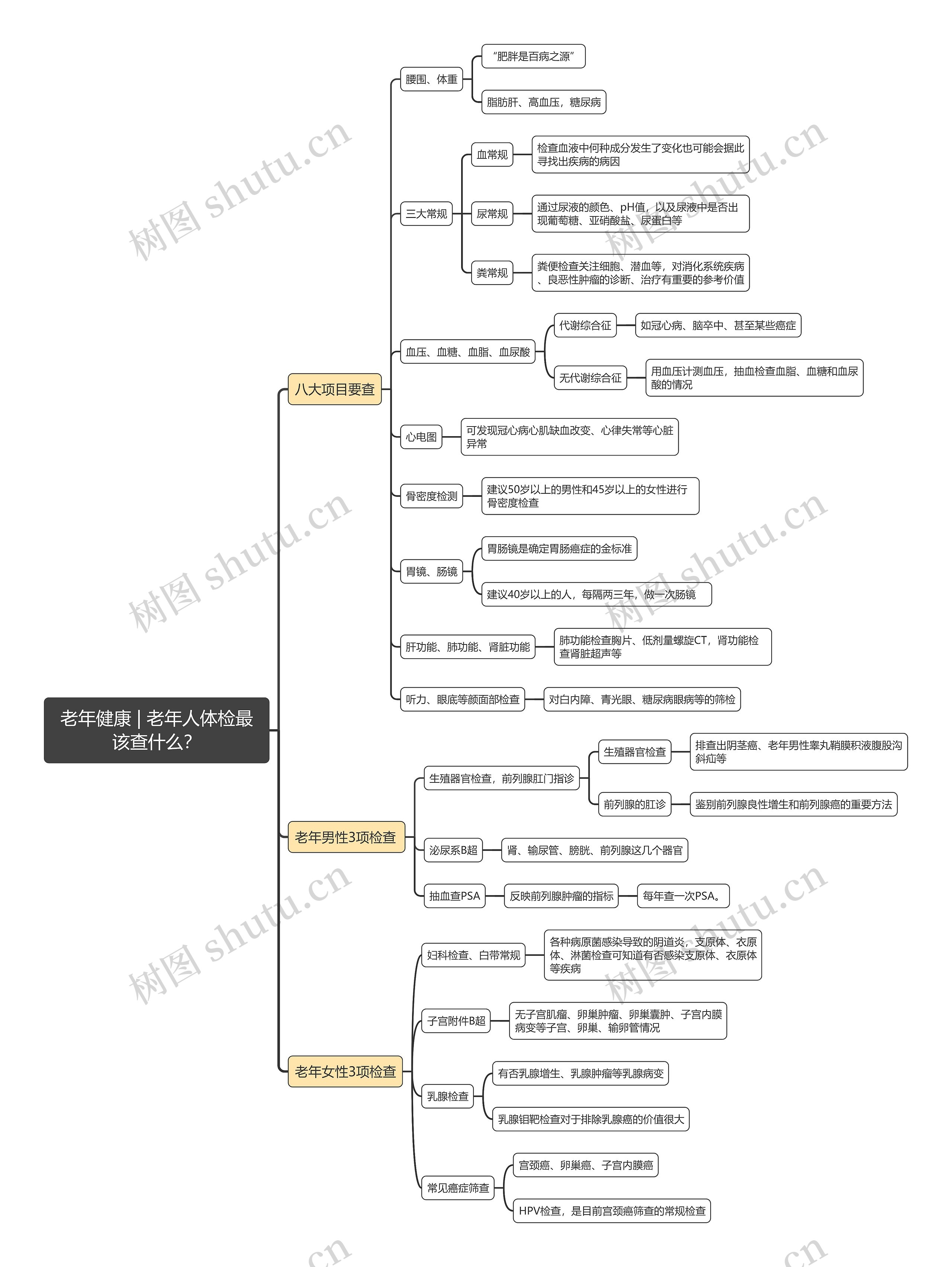 老年健康 | 老年人体检最该查什么？思维导图