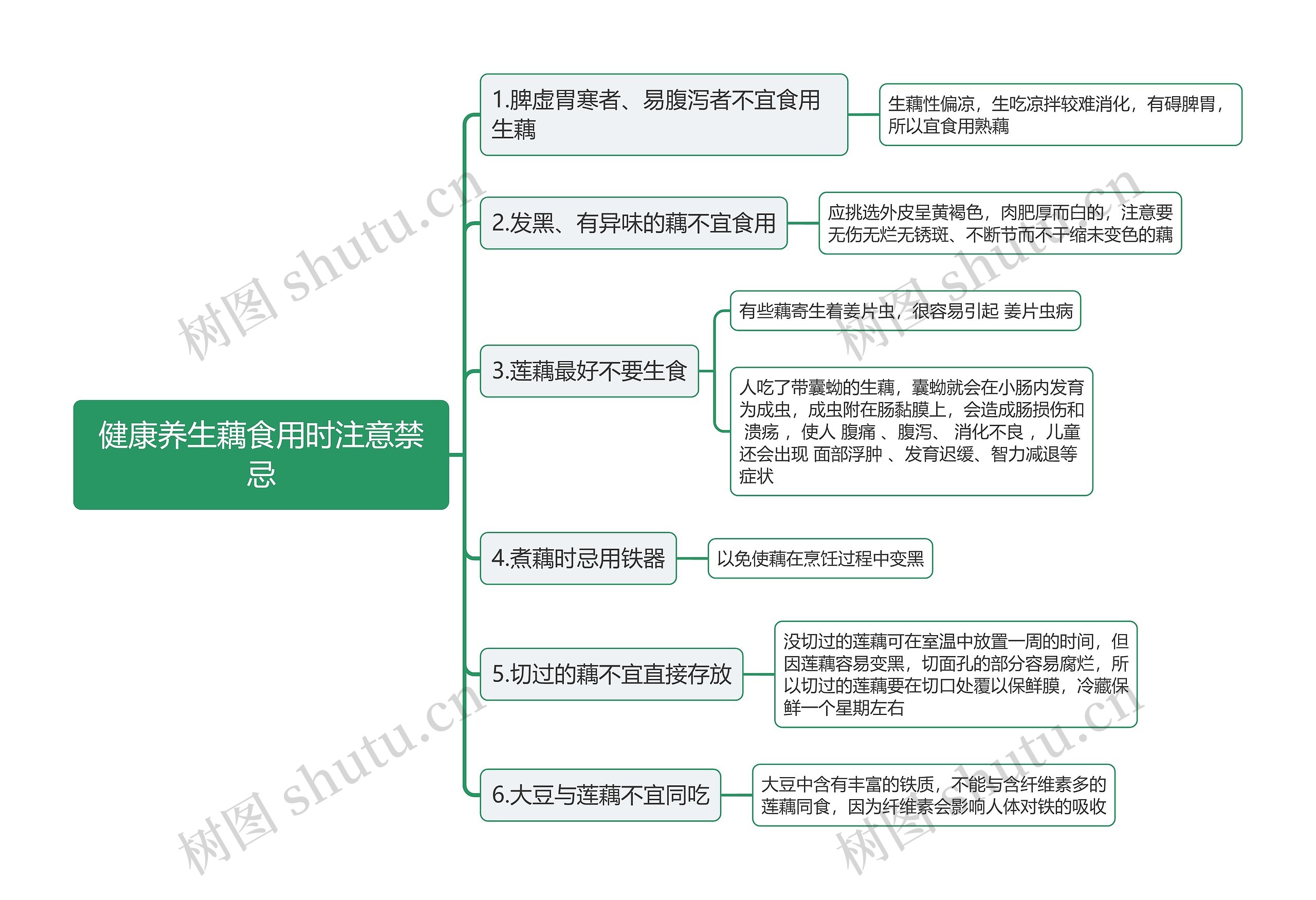 健康养生藕食用时注意禁忌思维导图