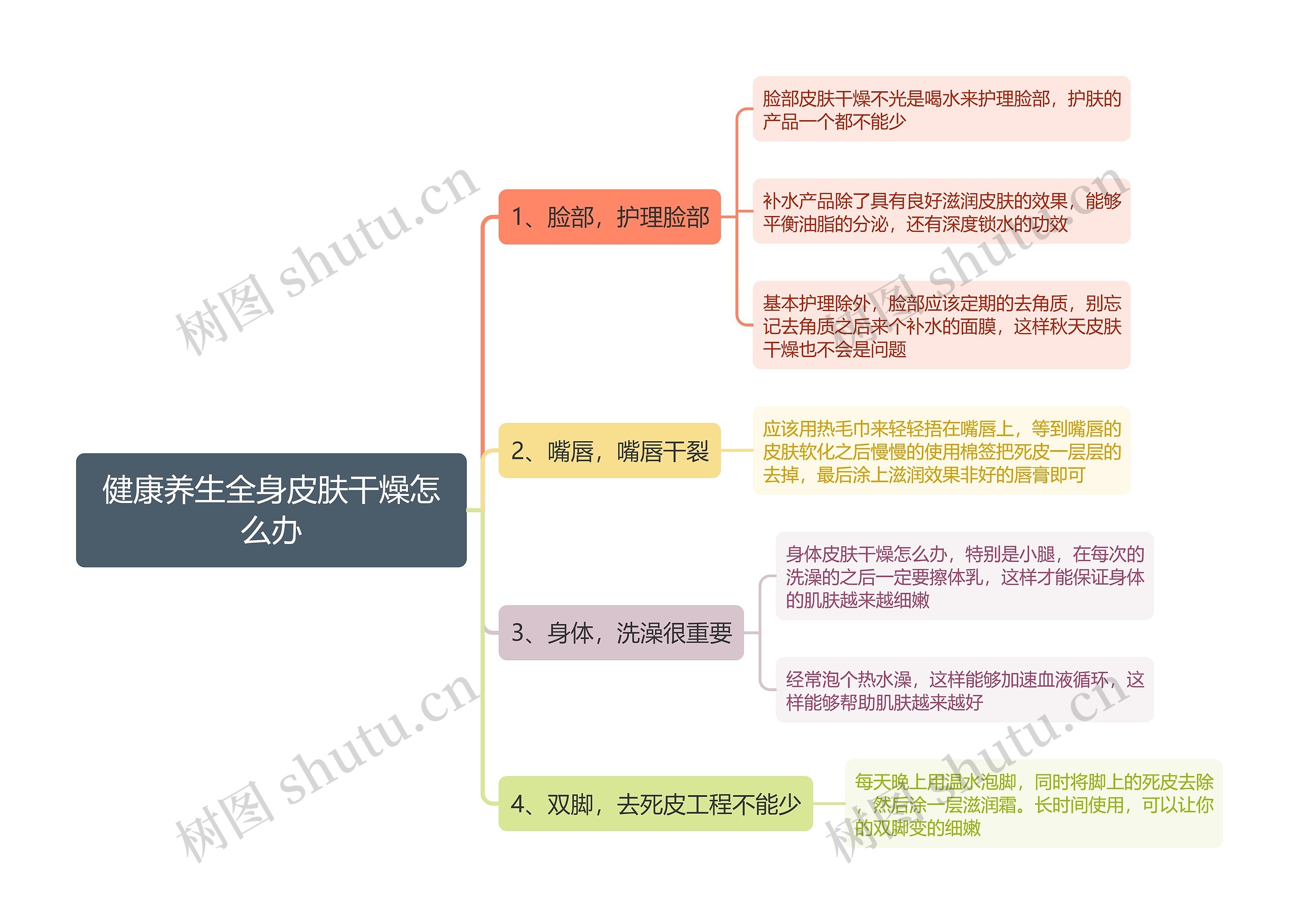 健康养生全身皮肤干燥怎么办思维导图