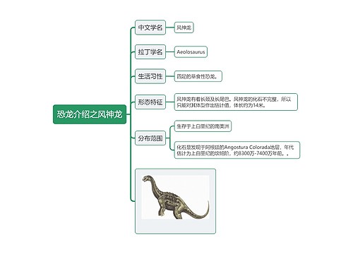 恐龙介绍之风神龙思维导图