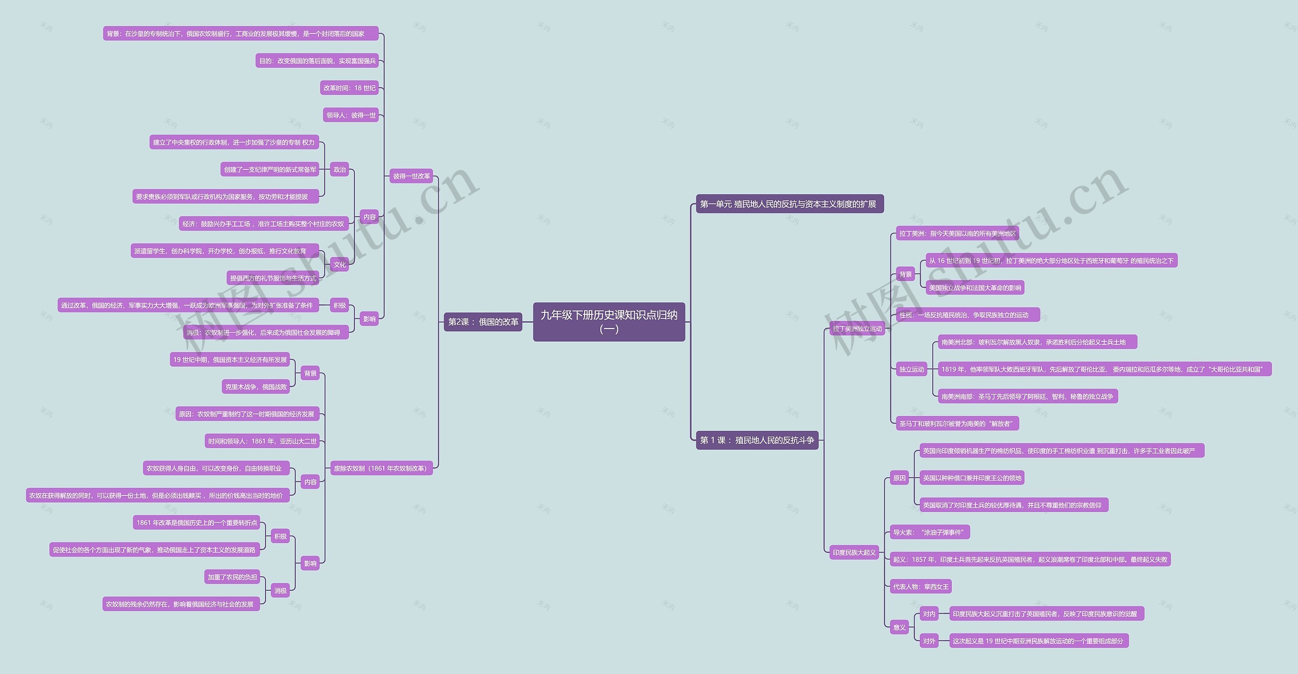 九年级下册历史课知识点归纳（一）思维导图
