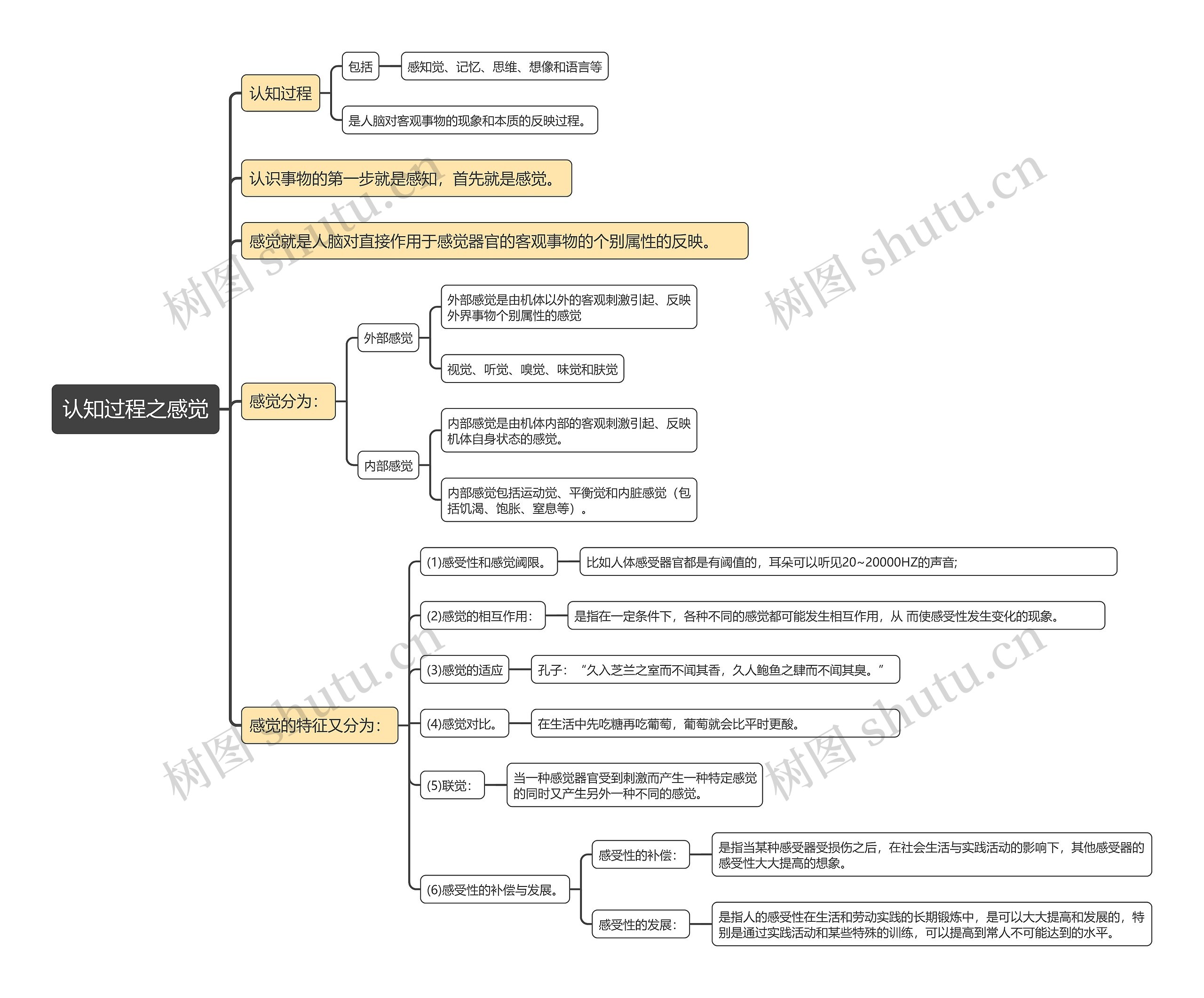 认知过程之感觉知识点思维导图