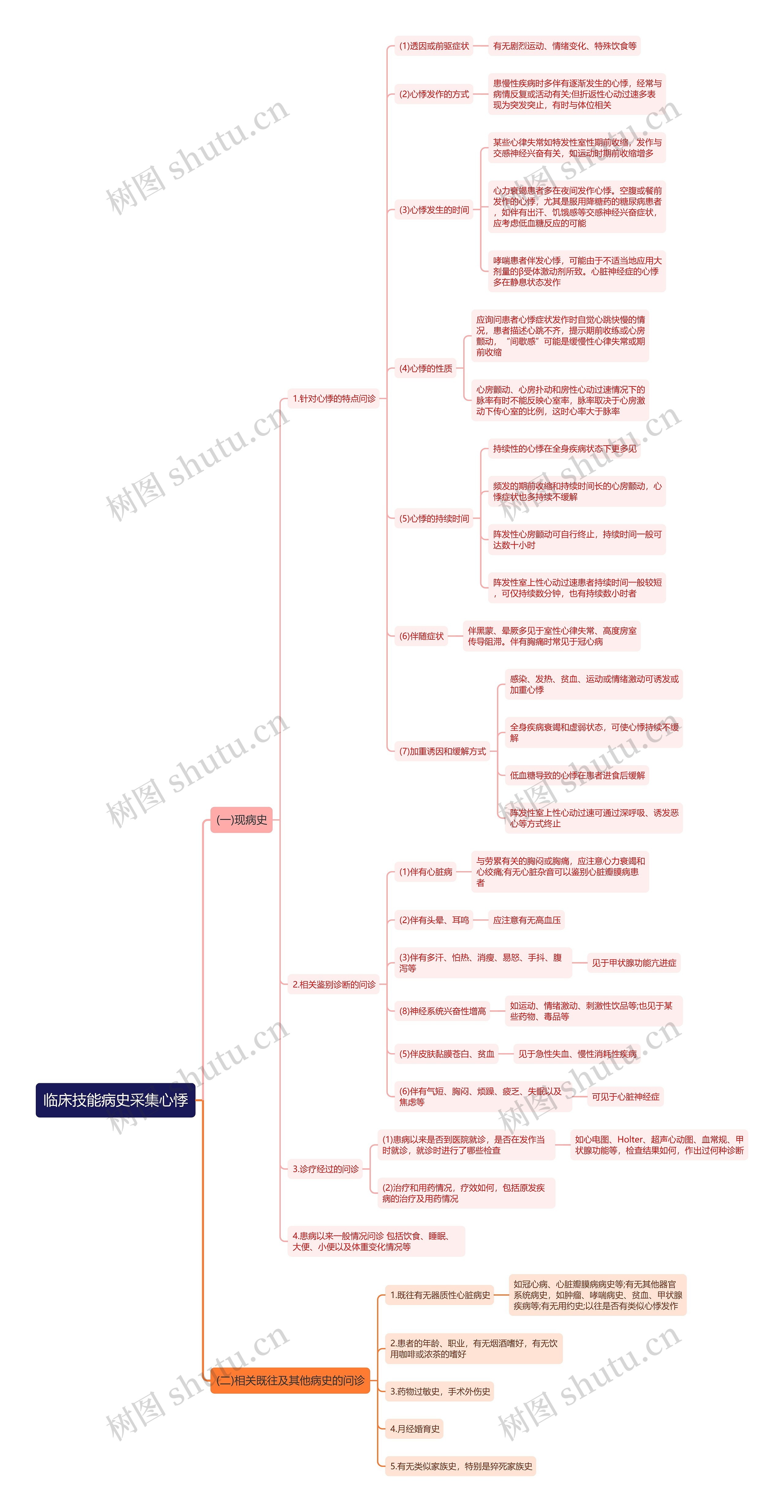 临床技能病史采集心悸思维导图