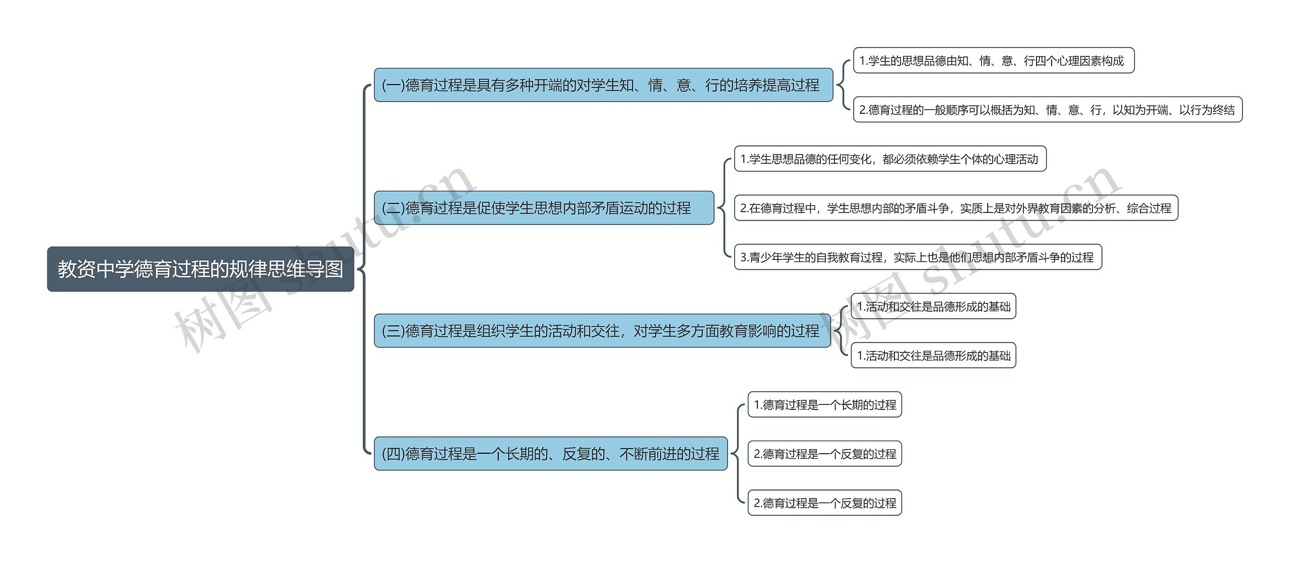 教资中学德育过程的规律思维导图