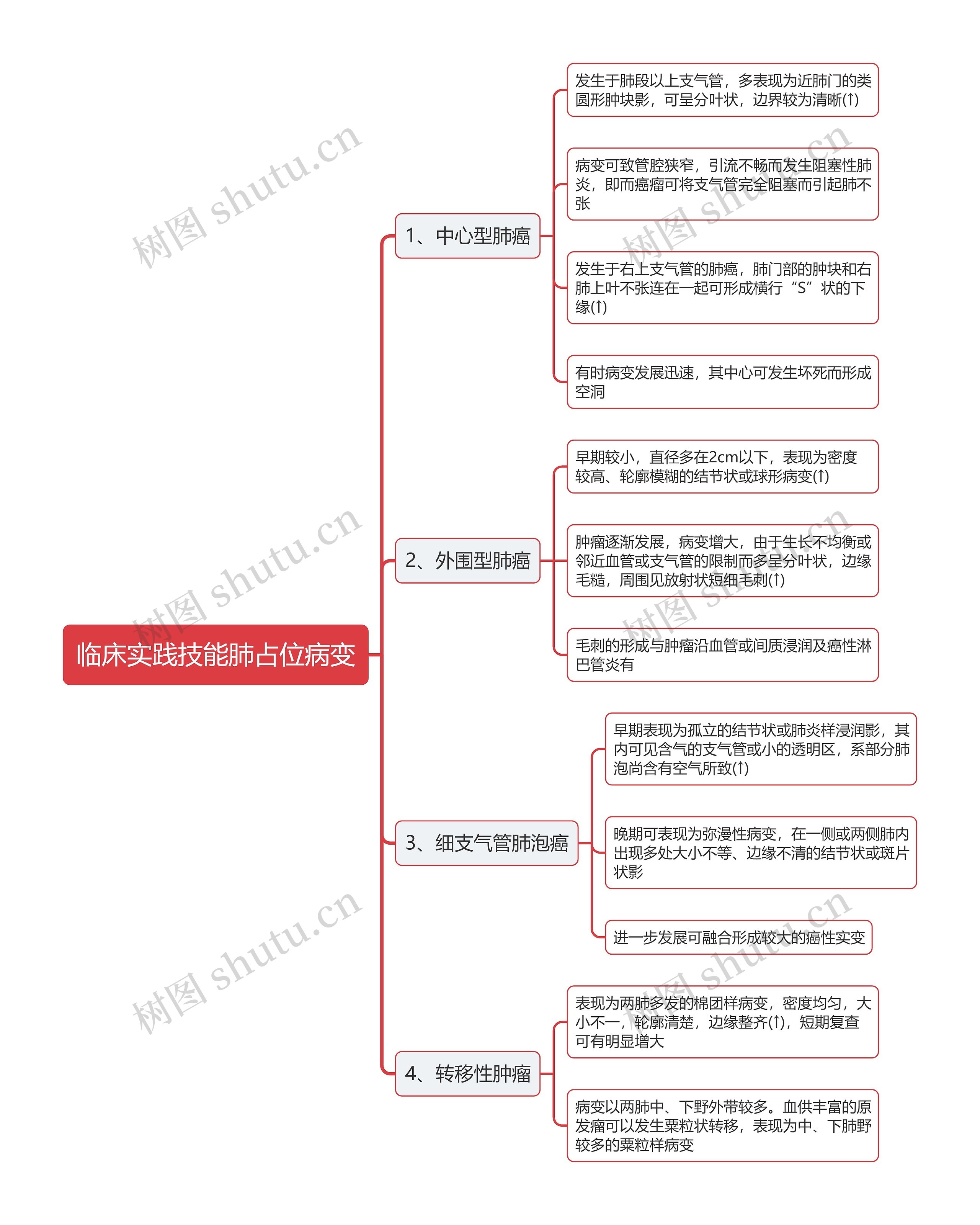 临床实践技能肺占位病变思维导图