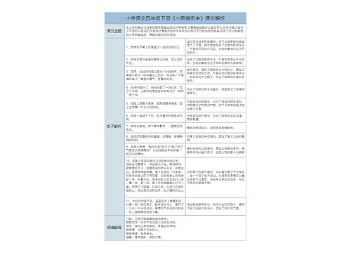 小学语文四年级下册《小英雄雨来》课文解析树形表格