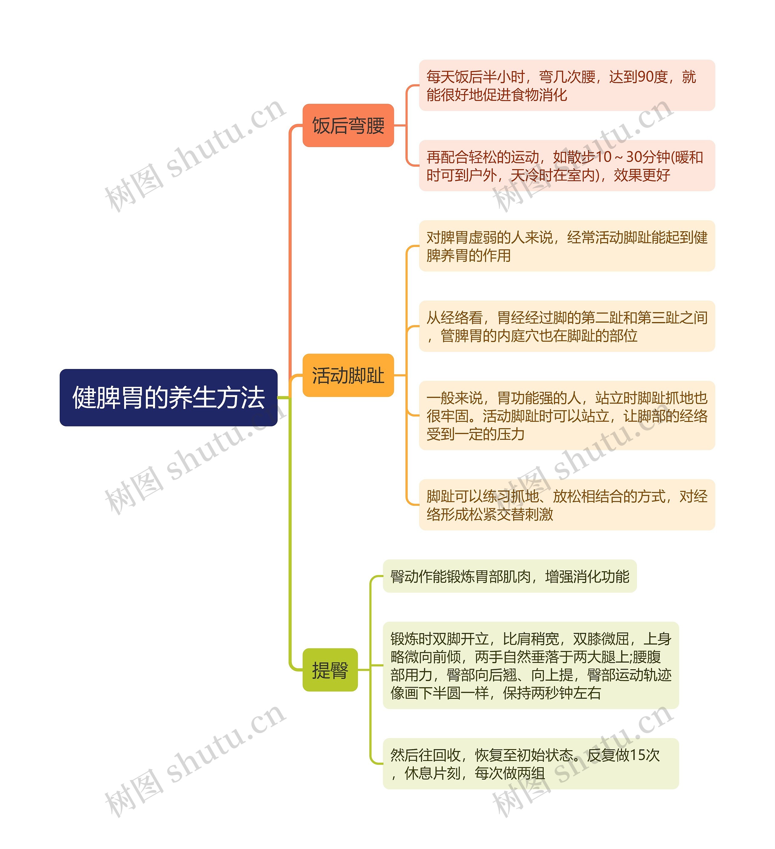 健脾胃的养生方法思维导图