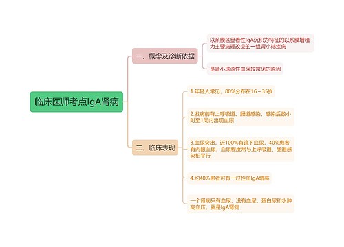 临床医师考点IgA肾病思维导图