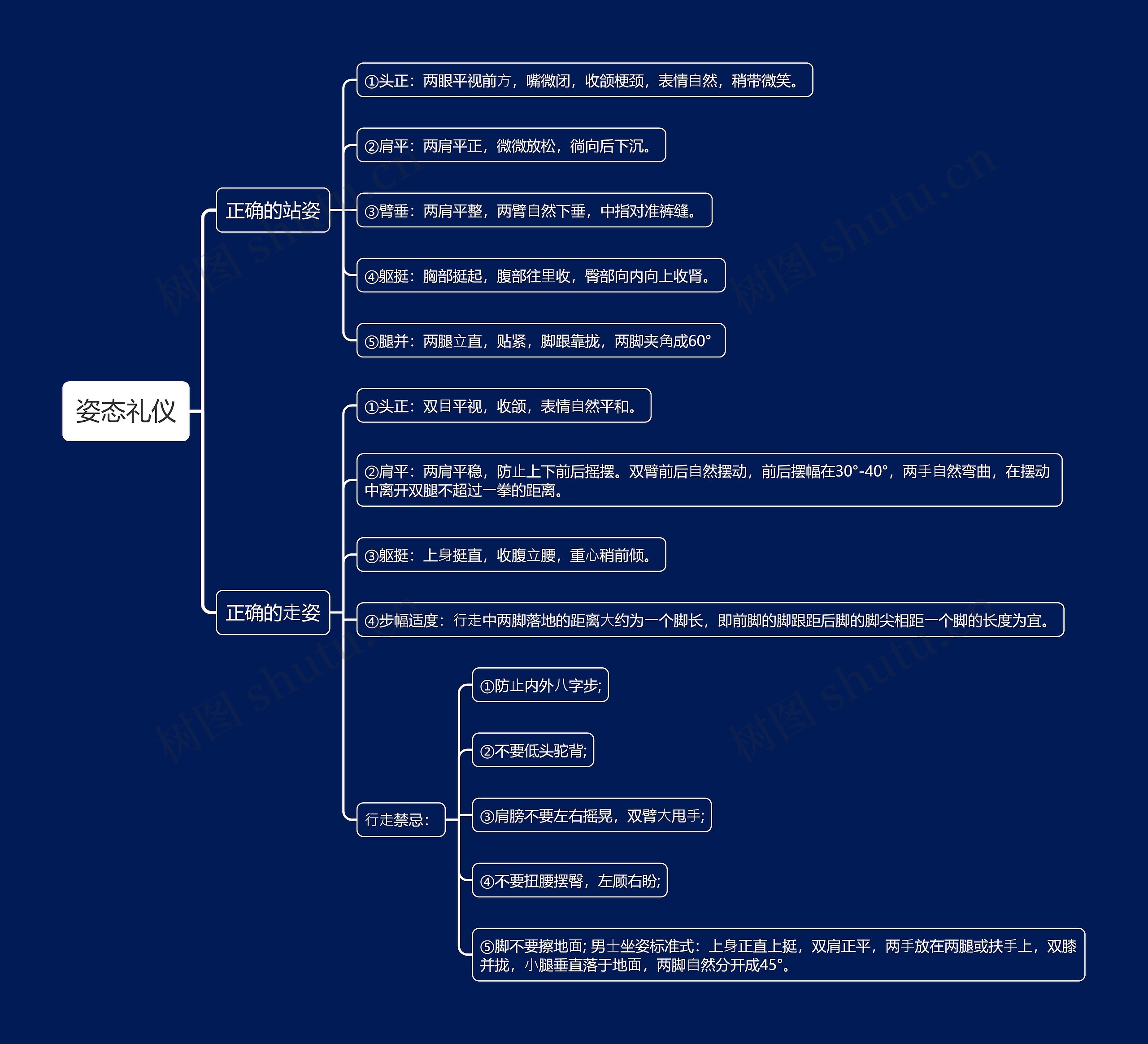 姿态礼仪思维导图