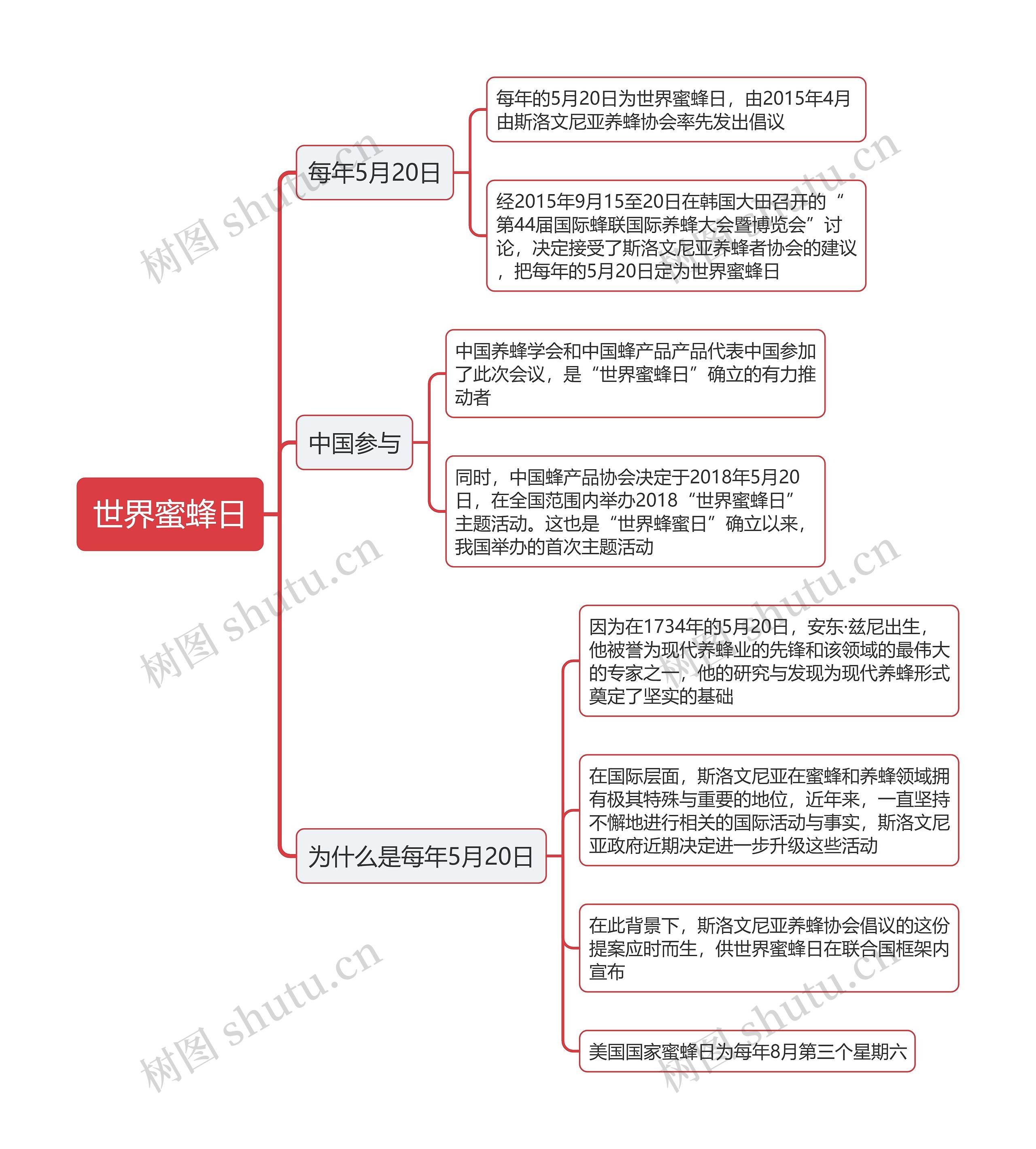 世界蜜蜂日思维导图高清图 世界蜜蜂日思维导图