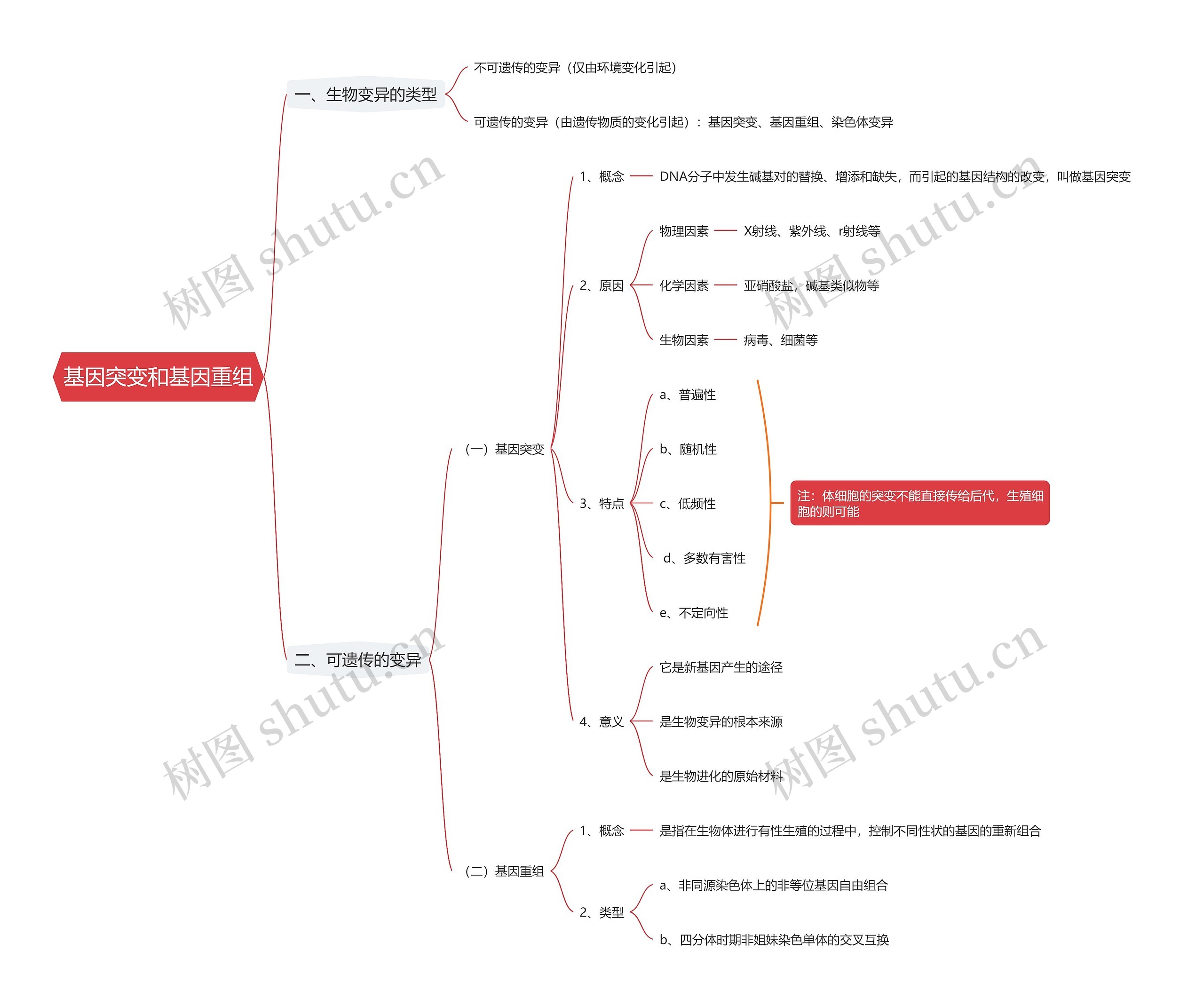 基因突变和基因重组思维导图