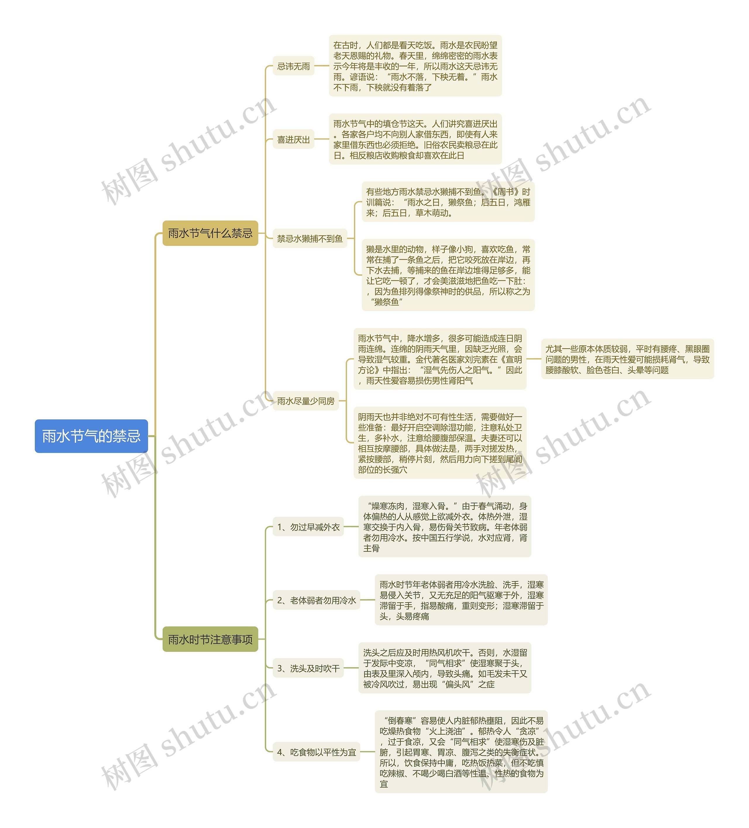 雨水节气的禁忌思维导图