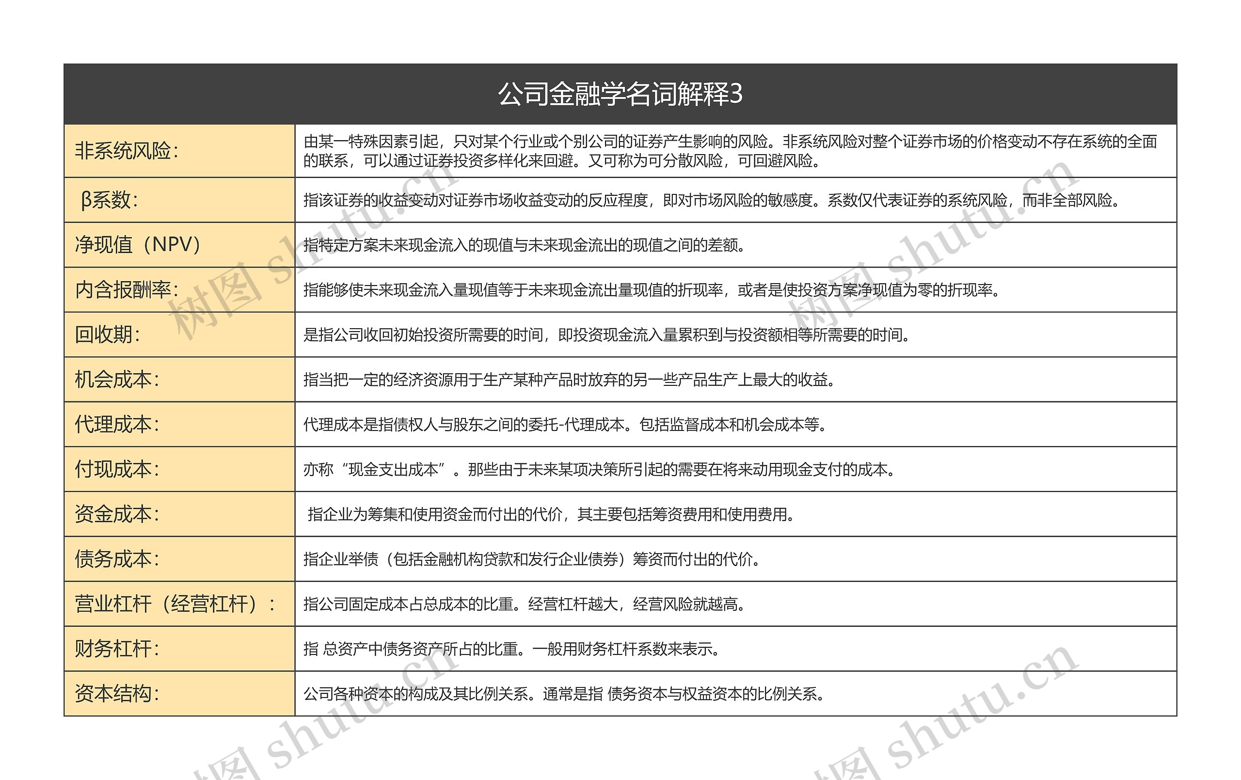 公司金融学名词解释3