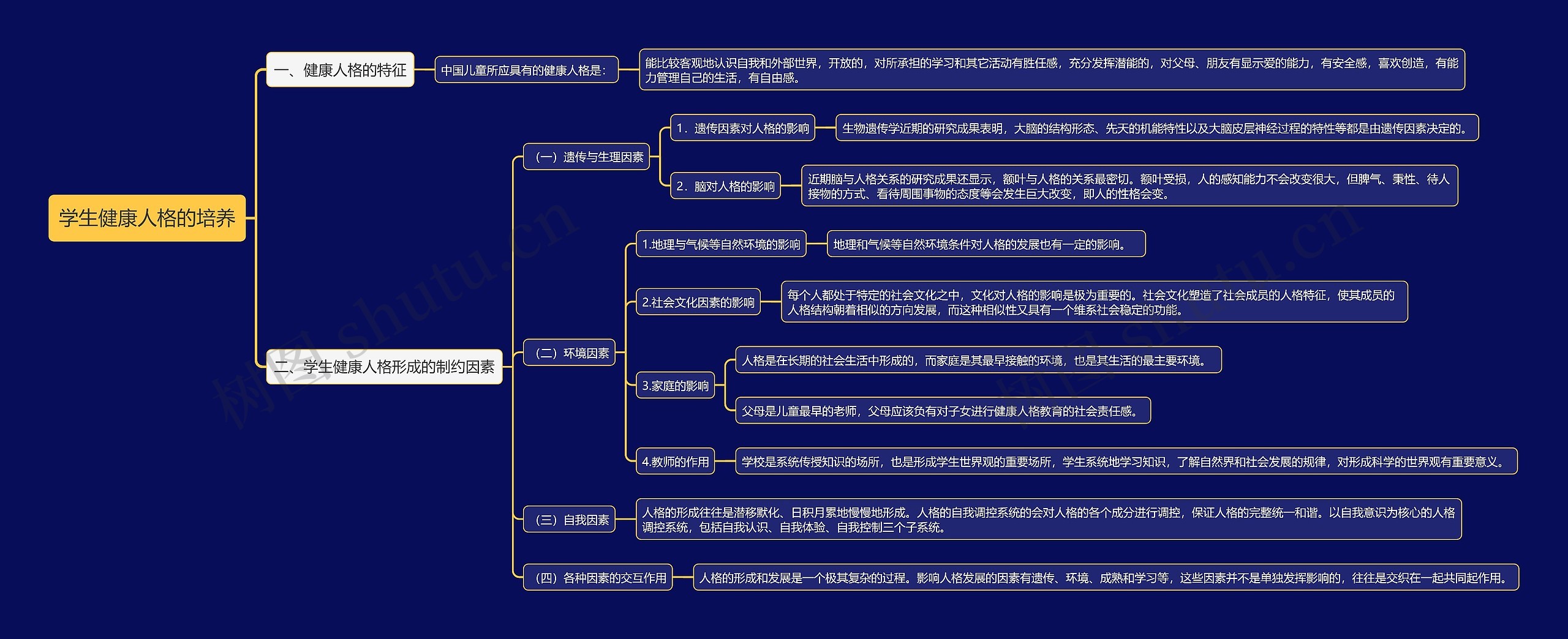 学生健康人格的培养思维导图