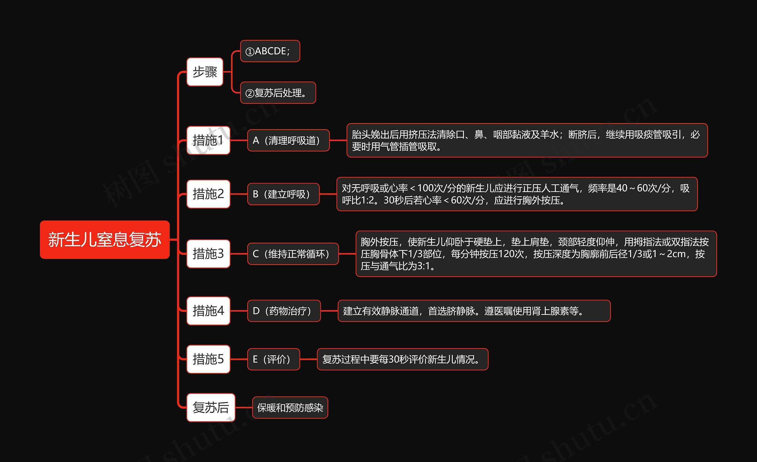 新生儿窒息复苏知识点思维导图