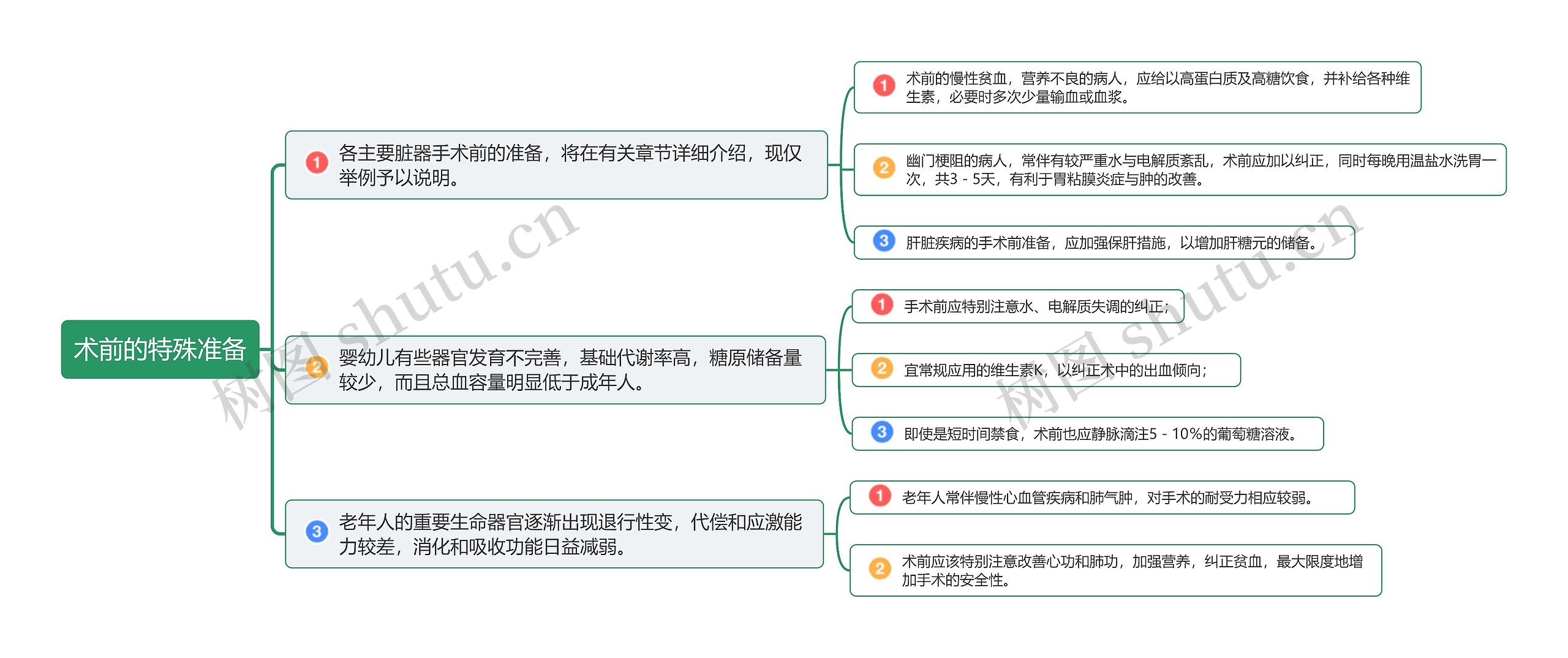 术前的特殊准备思维导图高清图 术前的特殊准备思维导图