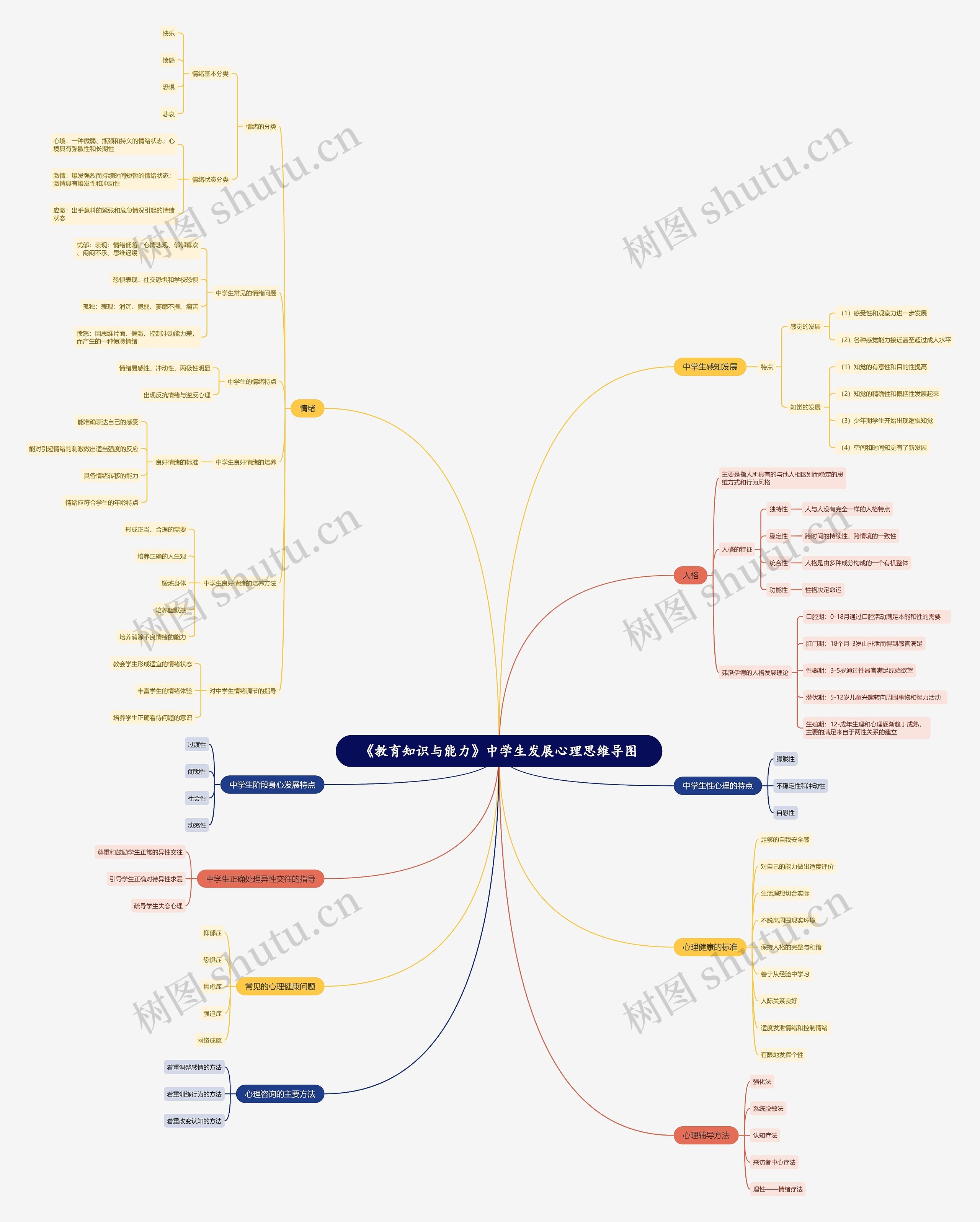 《教育知识与能力》中学生发展心理思维导图