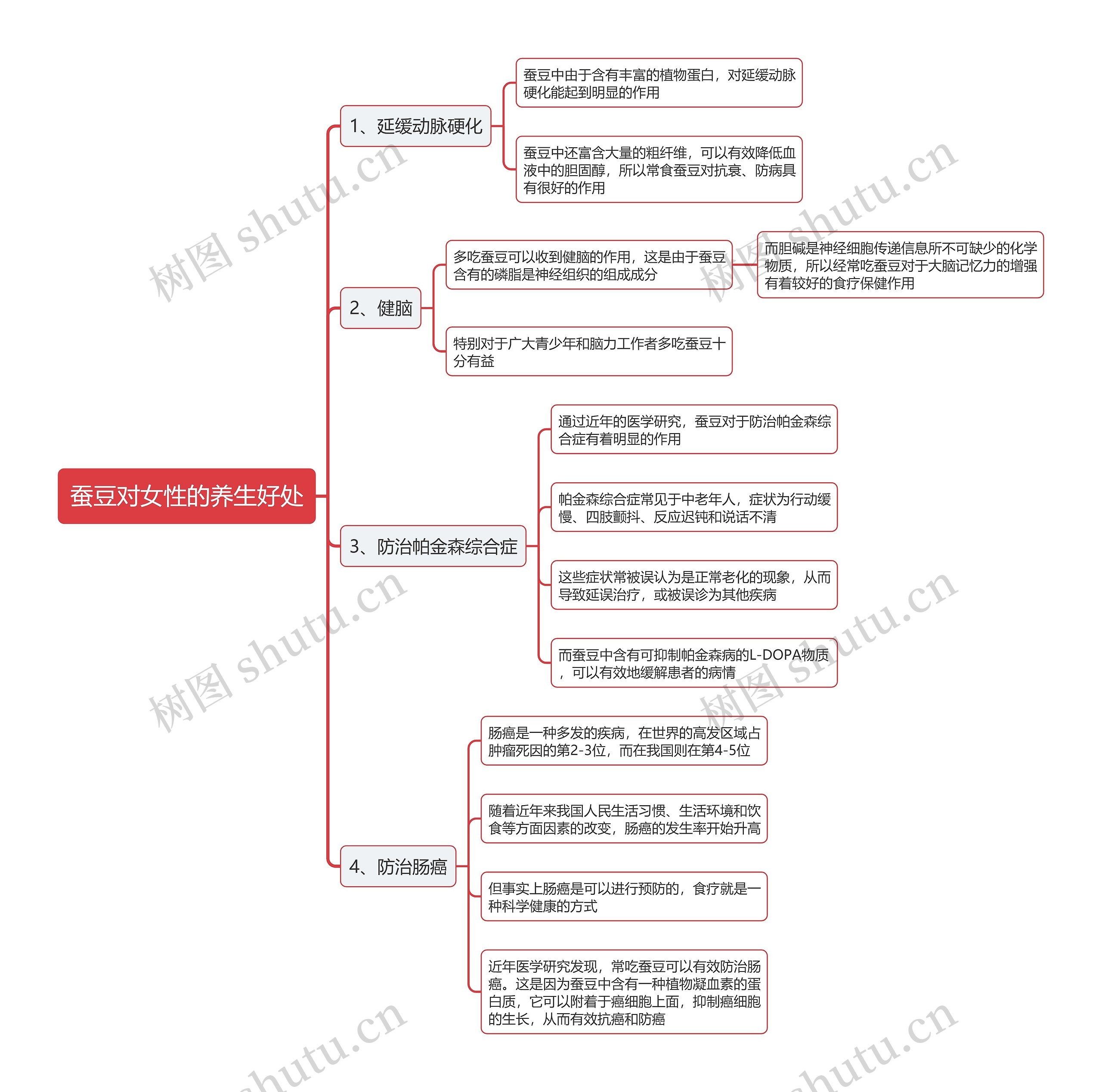 蚕豆对女性的养生好处思维导图