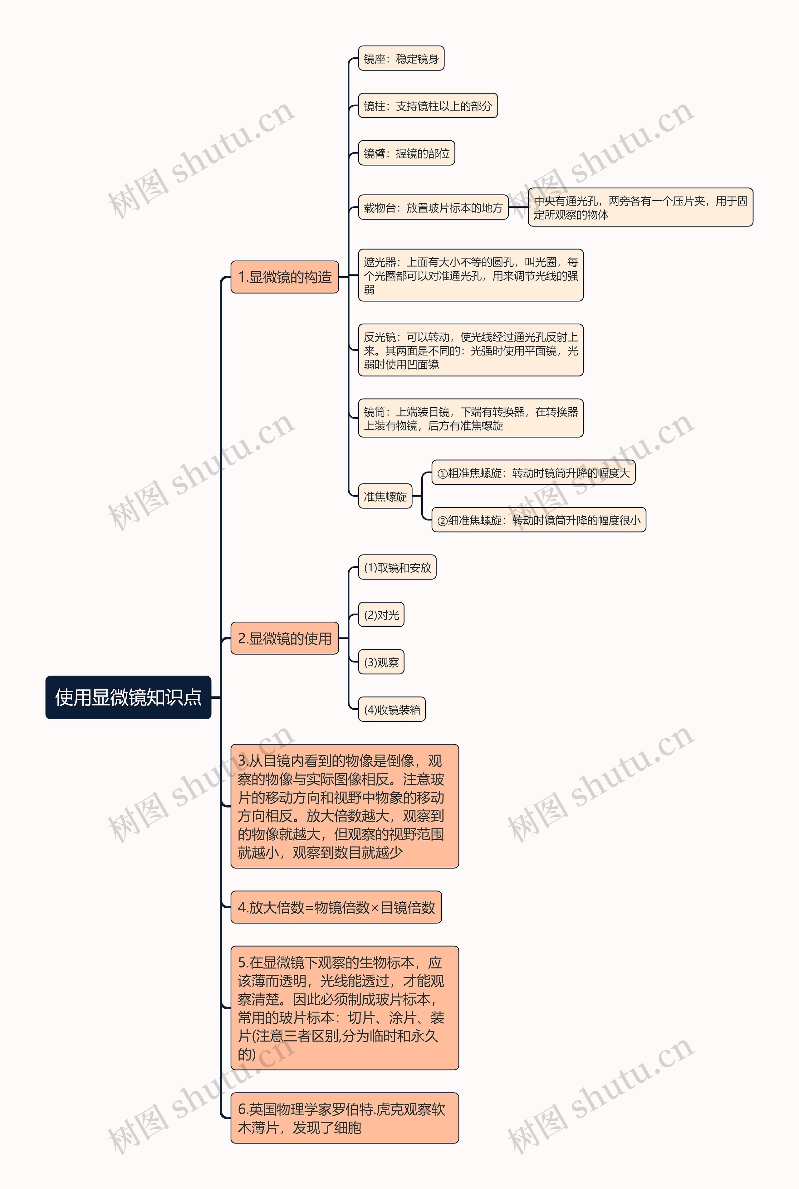 使用显微镜知识点思维导图