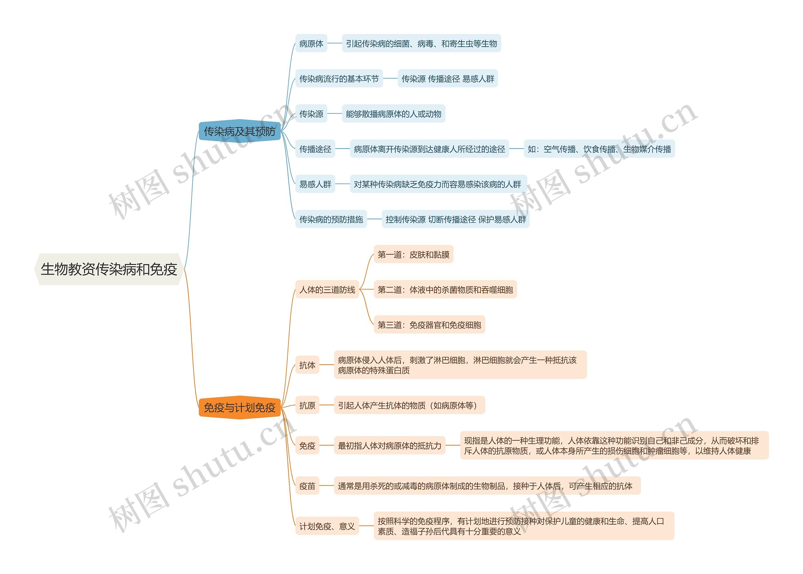 生物教资传染病和免疫思维导图