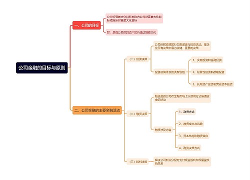 公司金融的目标与原则思维导图