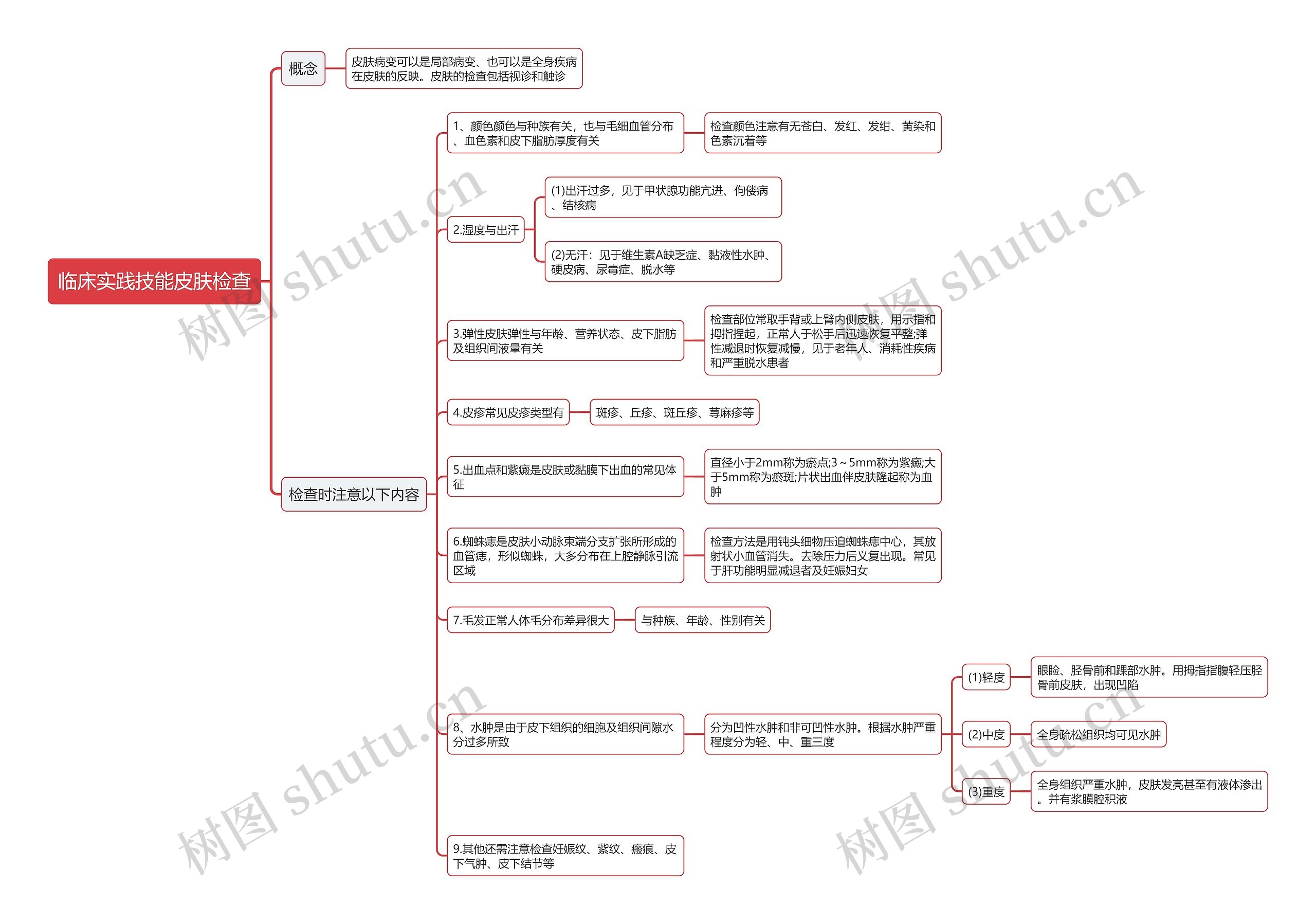 临床实践技能皮肤检查思维导图