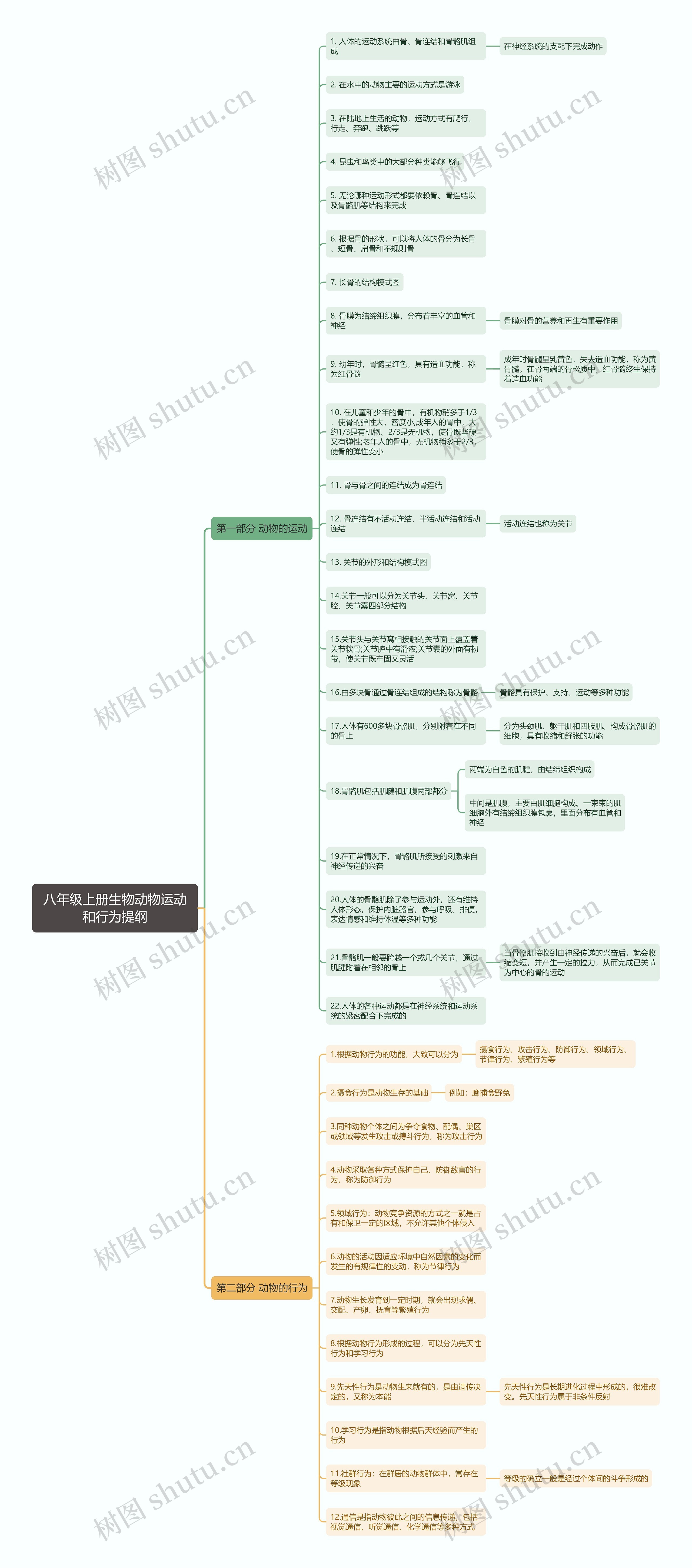 八年级上册生物动物运动和行为提纲思维导图