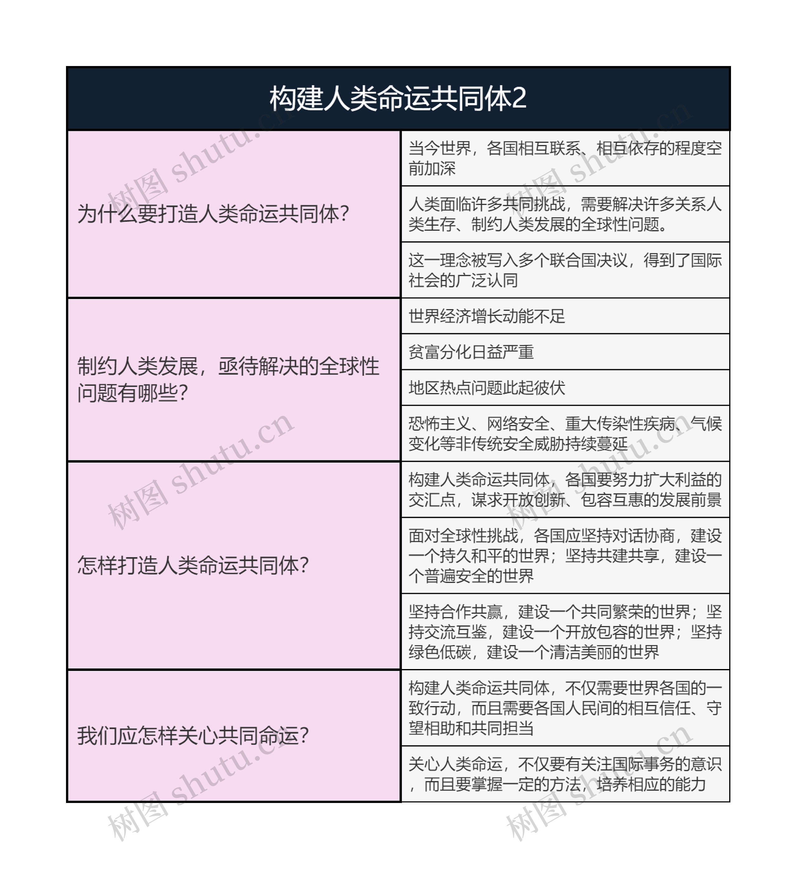 九年级下册道德与法治  构建人类命运共同体2思维导图