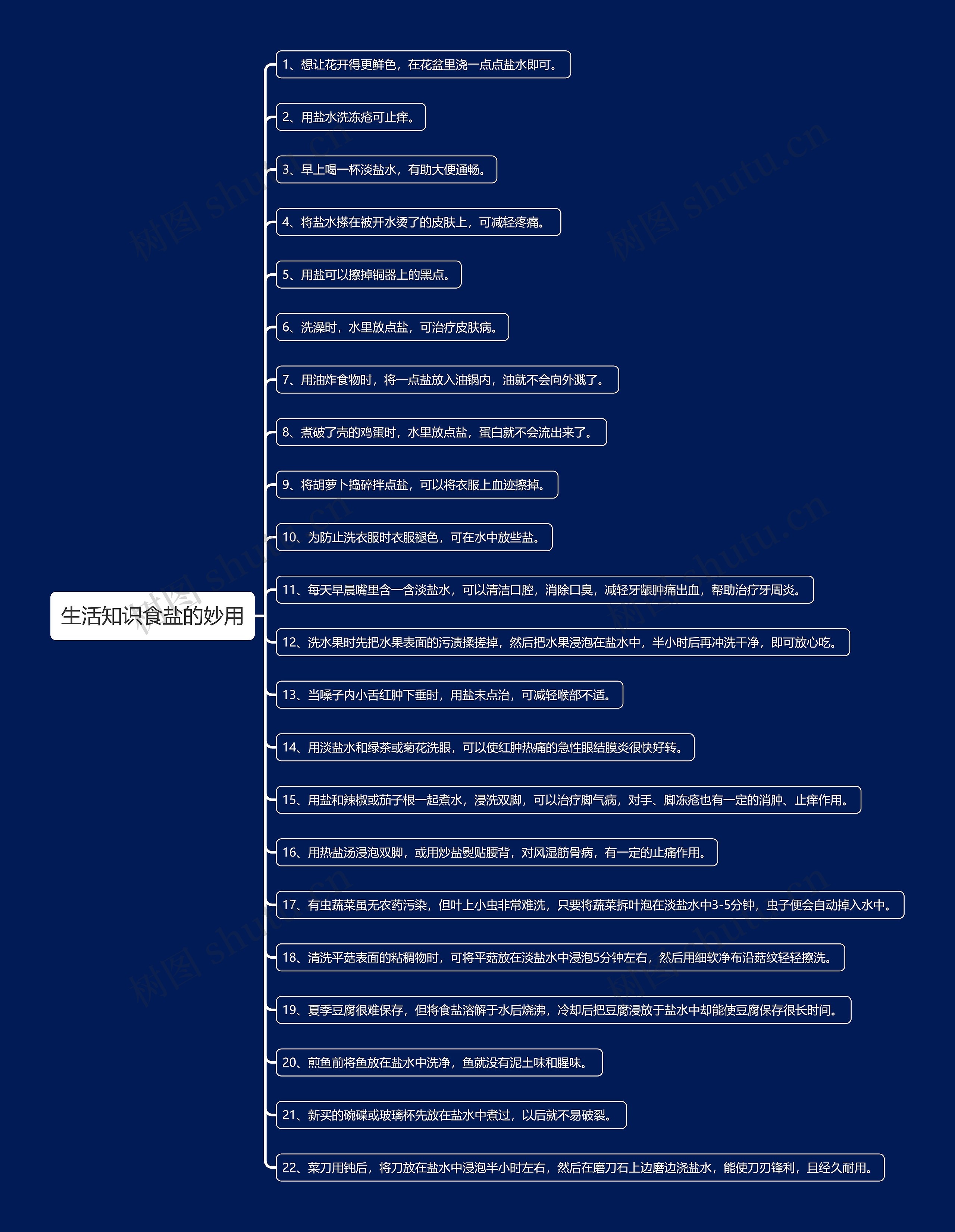 生活知识食盐的妙用思维导图