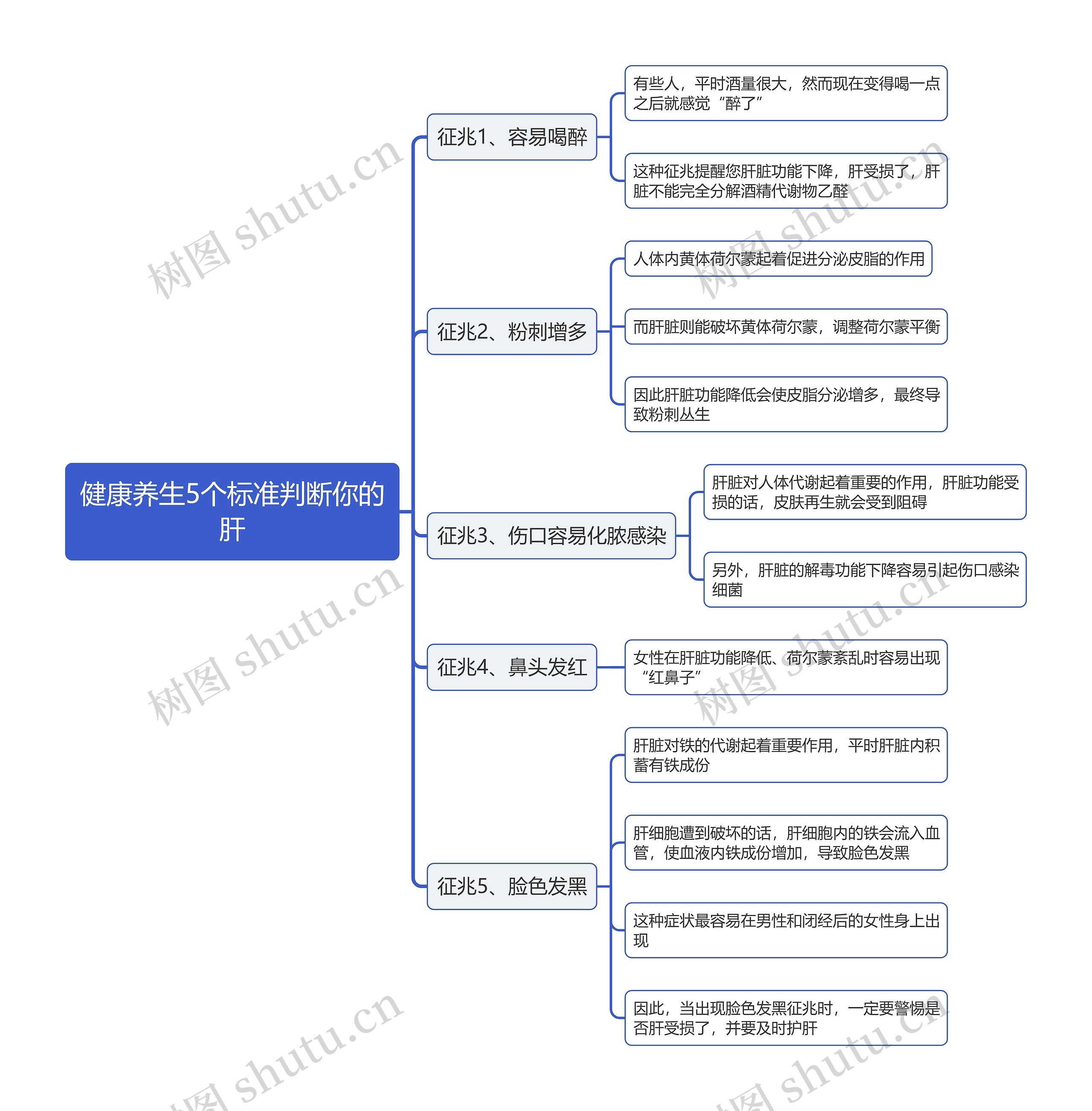 健康养生5个标准判断你的肝思维导图