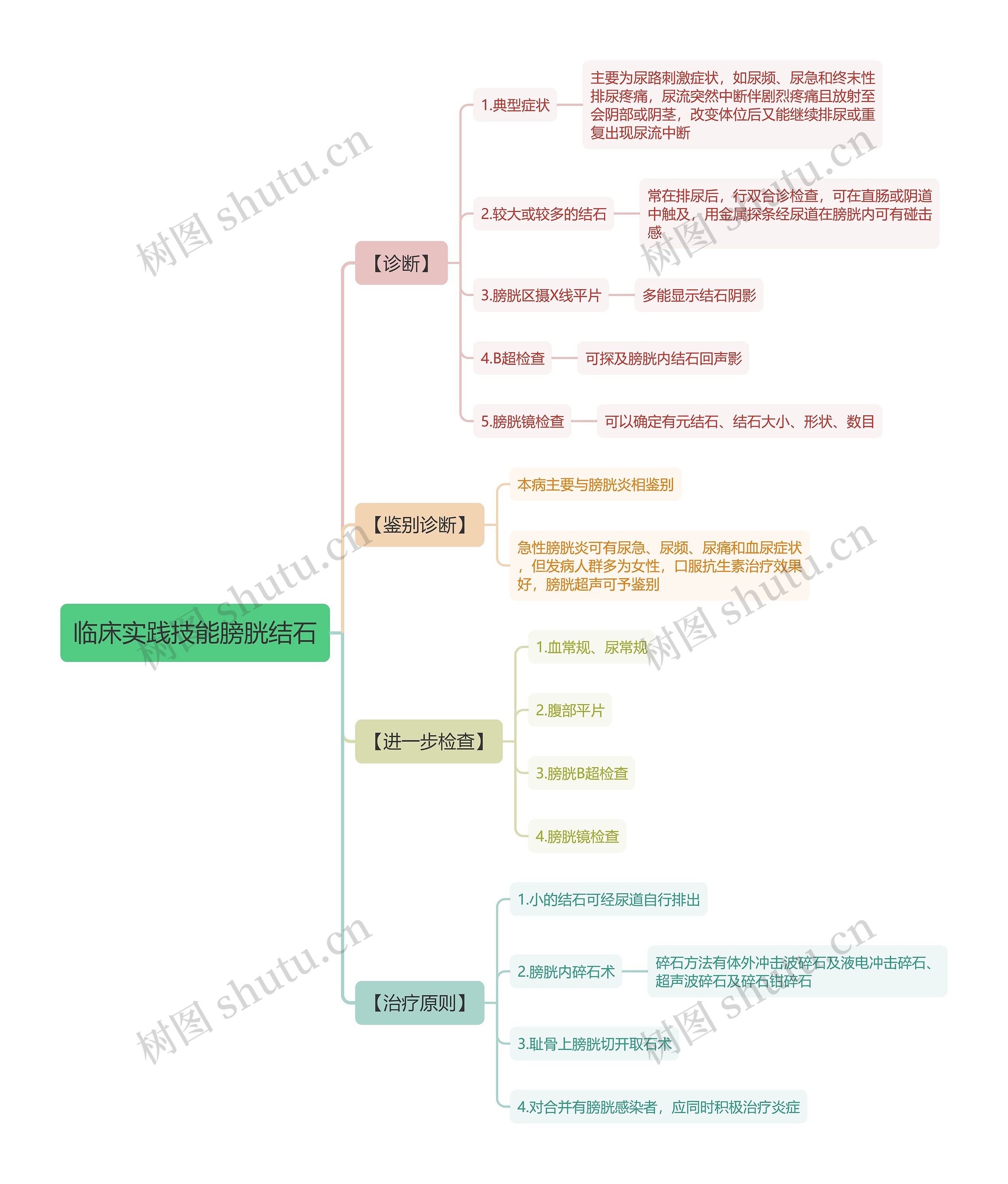 临床实践技能膀胱结石思维导图高清图 临床实践技能膀胱结石思维导图