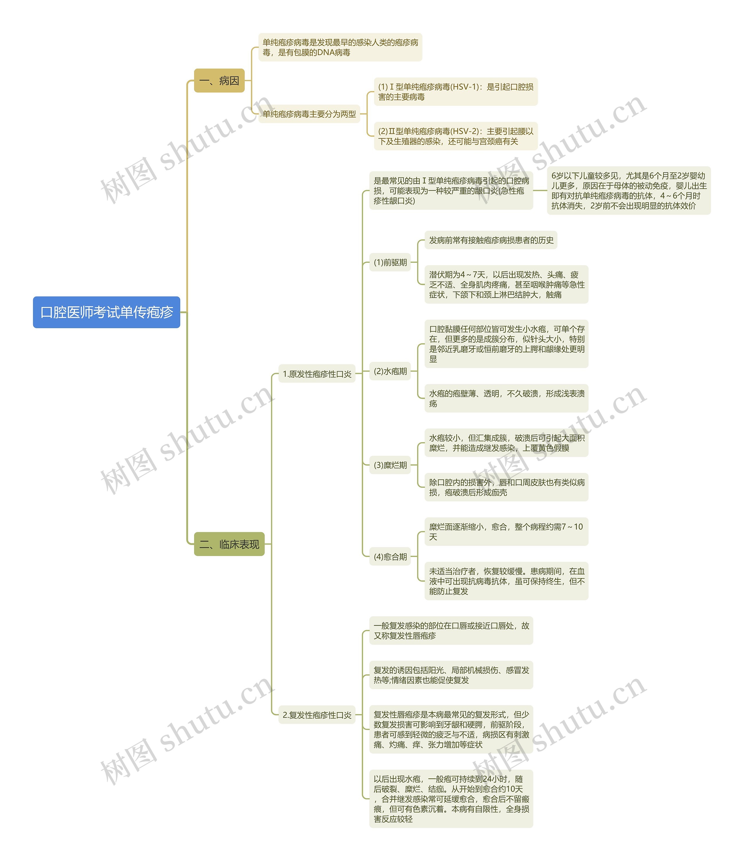 口腔医师考试单传疱疹思维导图 口腔医师考试单传疱疹思维导图